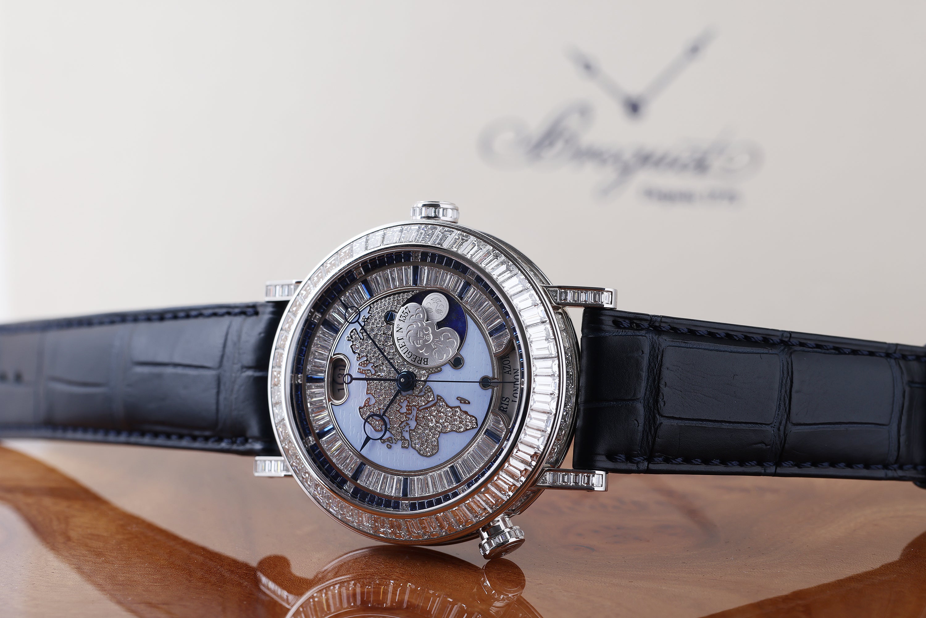 Unworn Breguet Classique Hora Mundi | REF. 5719PT/AS/9ZV DD0D | Platinum | Diamond & Sapphires | Box & Papers