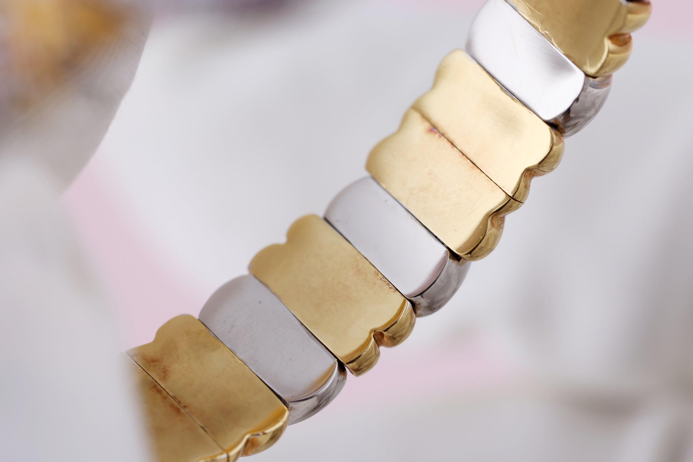 Rare Chopard - Dual Dial - Ladies Bangle Watch | Pink Diamonds & Diamonds | Mother of Pearl Dials | Two Tone: 18k White & Yellow Gold | 1990's