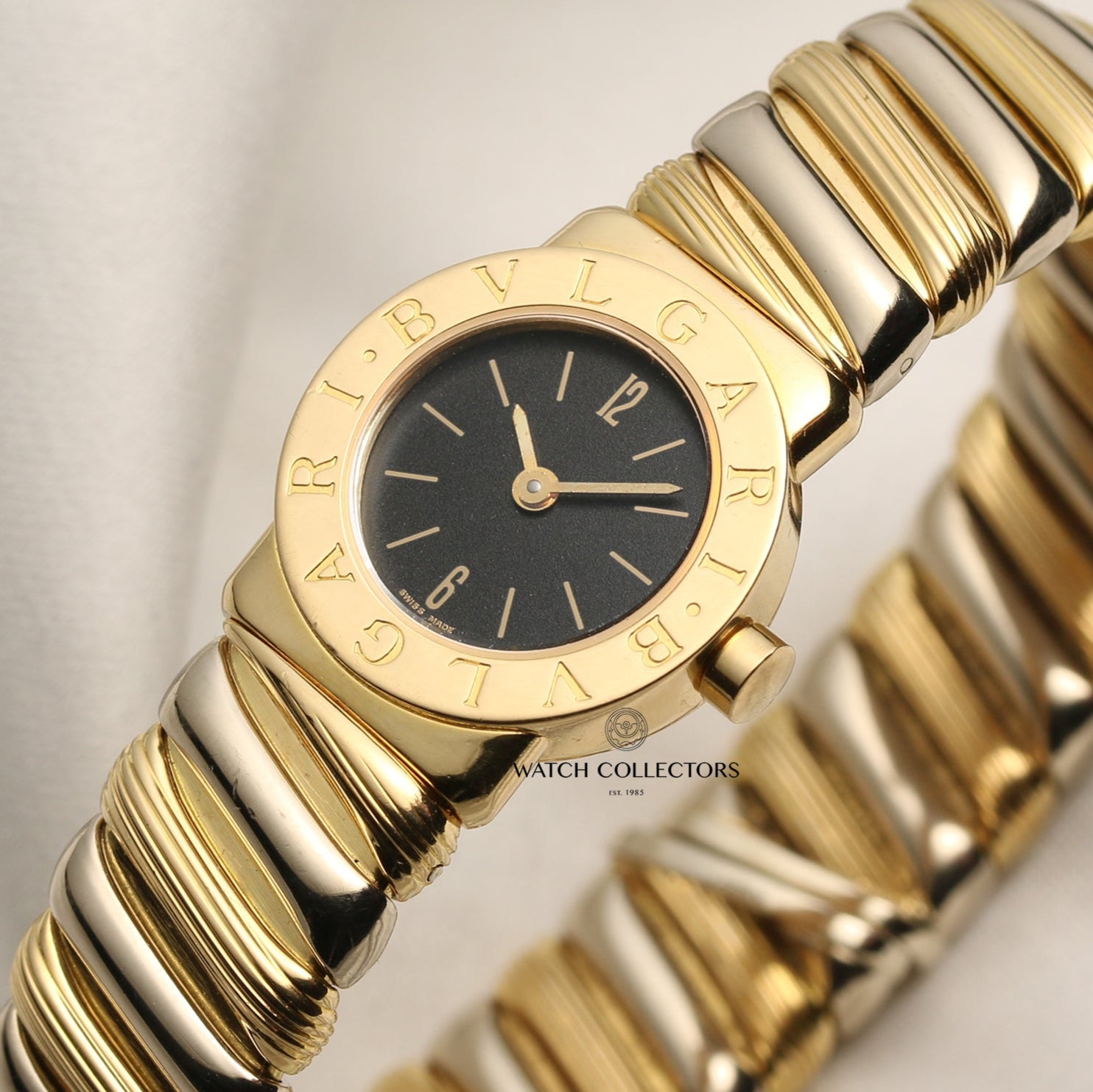 Bvlgari Tubogas Bangle Ladies Watch | REF. BB 19 2T | Two Tone Gold: 18k White & Yellow Gold | 19mm | Circa 2000's