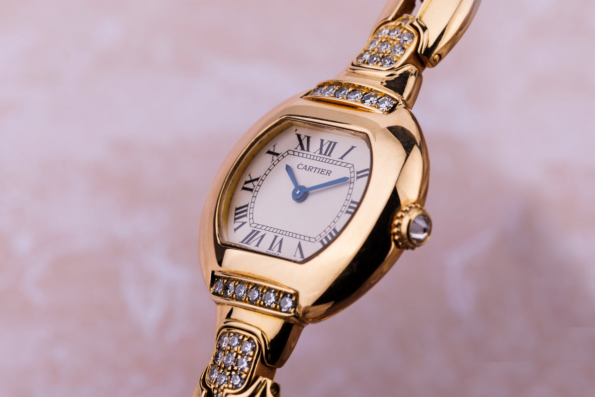 Cartier Diamond Ellipse | REF. 805790 | Diamond Case & Bracelet | 18k Yellow Gold | Quartz | Circa 1990's