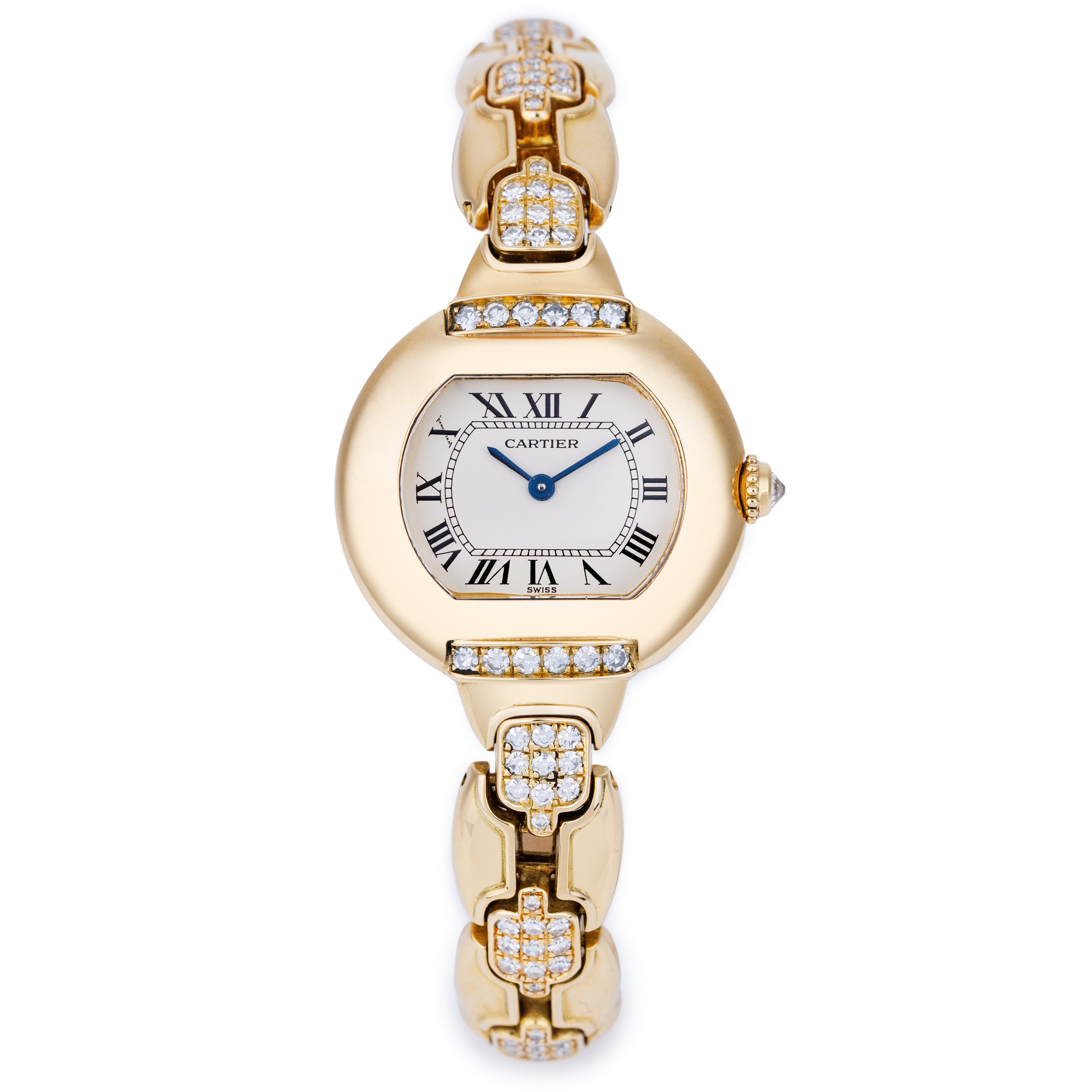 Cartier Ladies Ellipse | REF. 805790 | 18k Yellow Gold | Diamond Shoulders & Bracelet | Circa 1900's