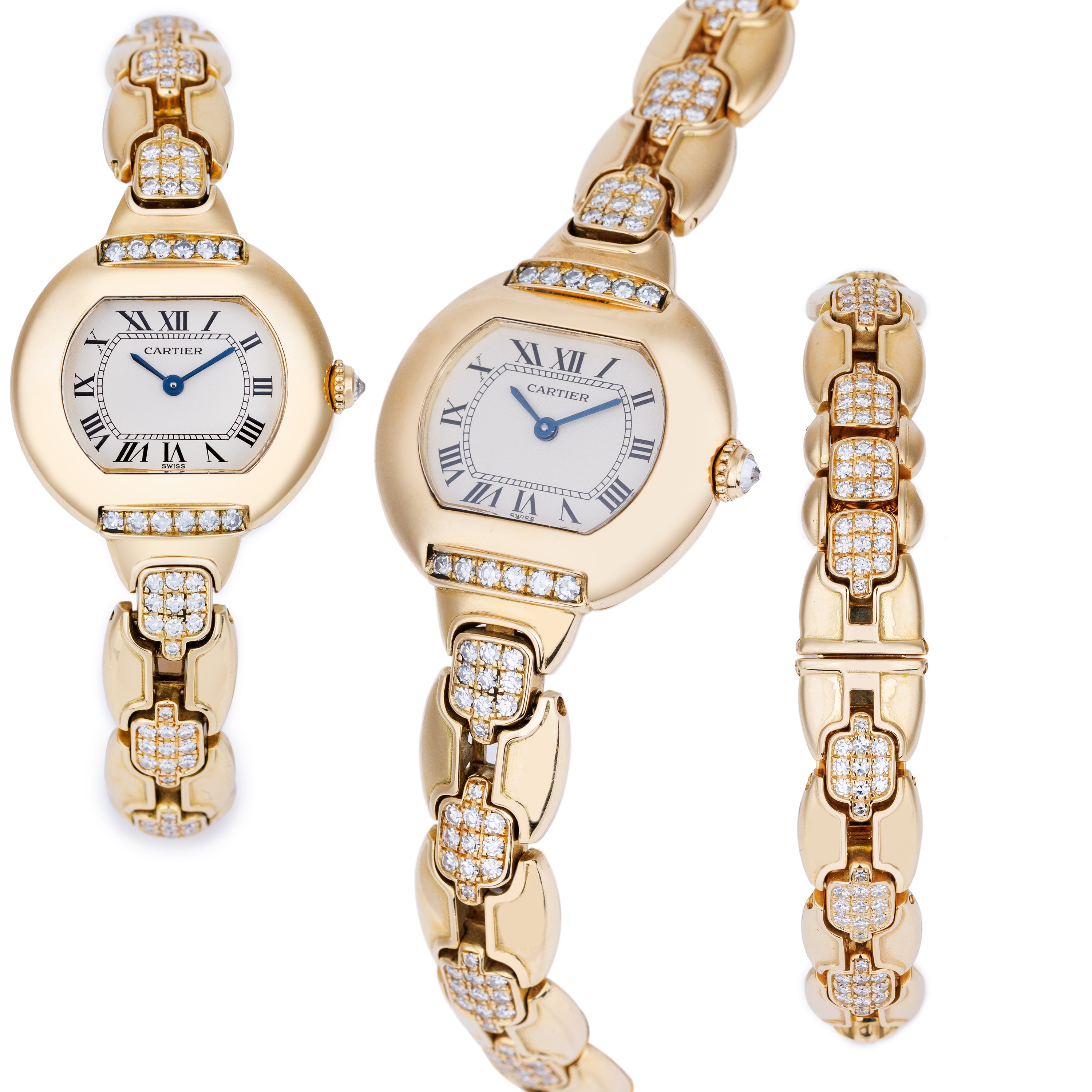 Cartier Ladies Ellipse | REF. 805790 | 18k Yellow Gold | Diamond Shoulders & Bracelet | Circa 1900's