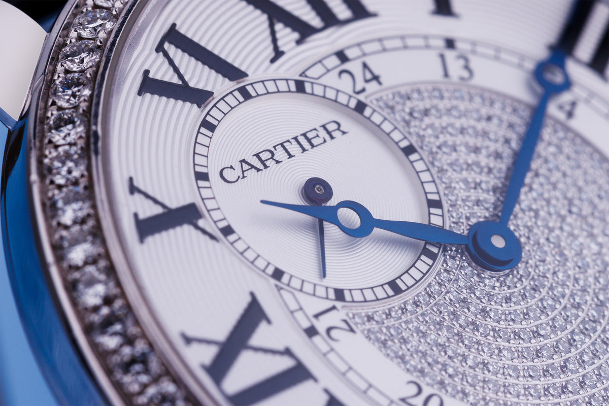 Cartier Ronde Louis Cartier | REF. WR007004 / 3269 | Pavé Diamonds | Exhibition Back | 18k White Gold | Manual Wind | 42mm | Box & Papers