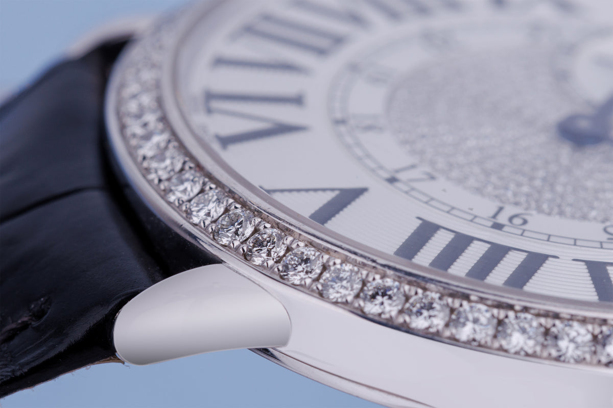 Cartier Ronde Louis Cartier | REF. WR007004 / 3269 | Pavé Diamonds | Exhibition Back | 18k White Gold | Manual Wind | 42mm | Box & Papers