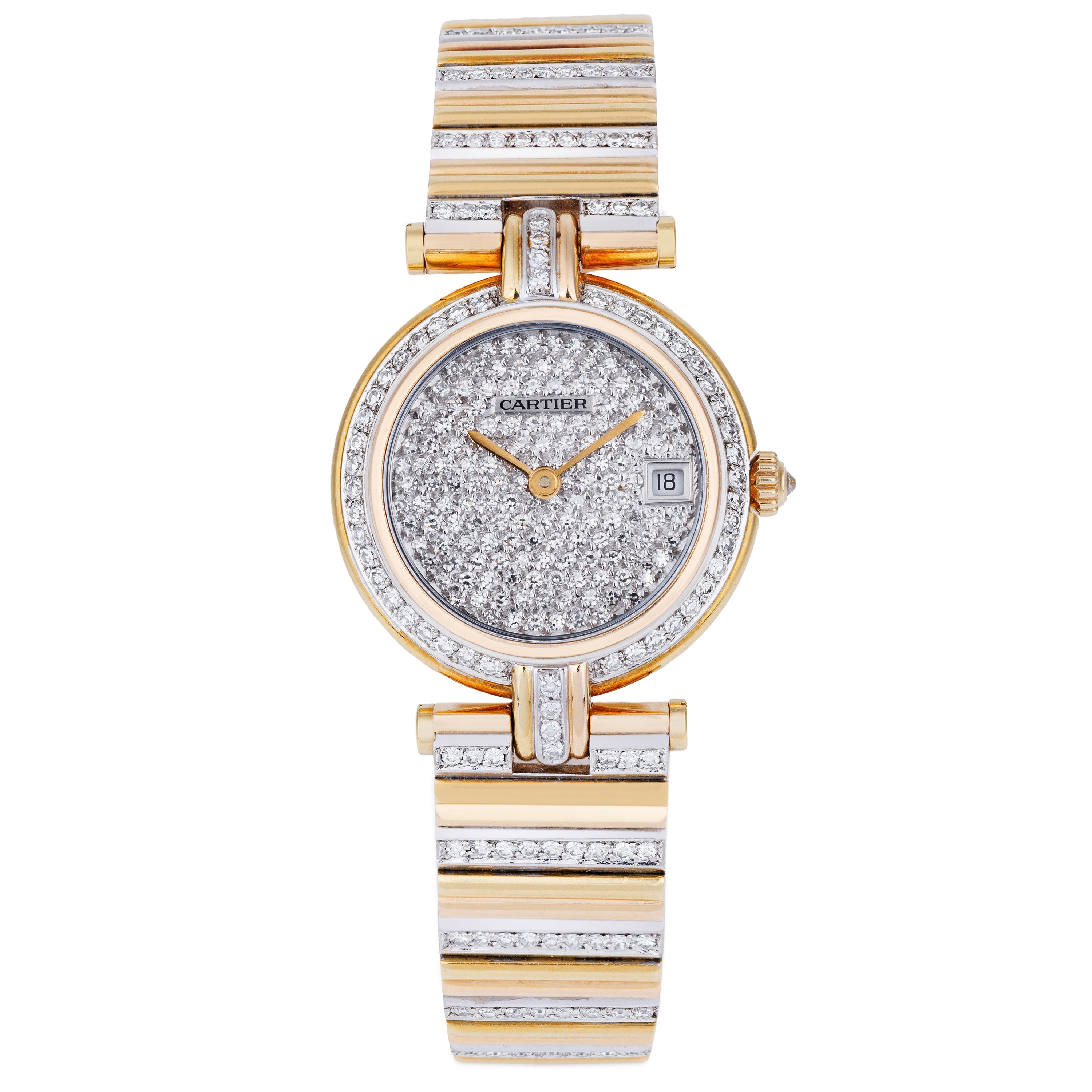Cartier Vendome Pavé Diamonds | REF. 8395 | Two-Tone 18k Yellow & White Gold | 26mm | 2000's