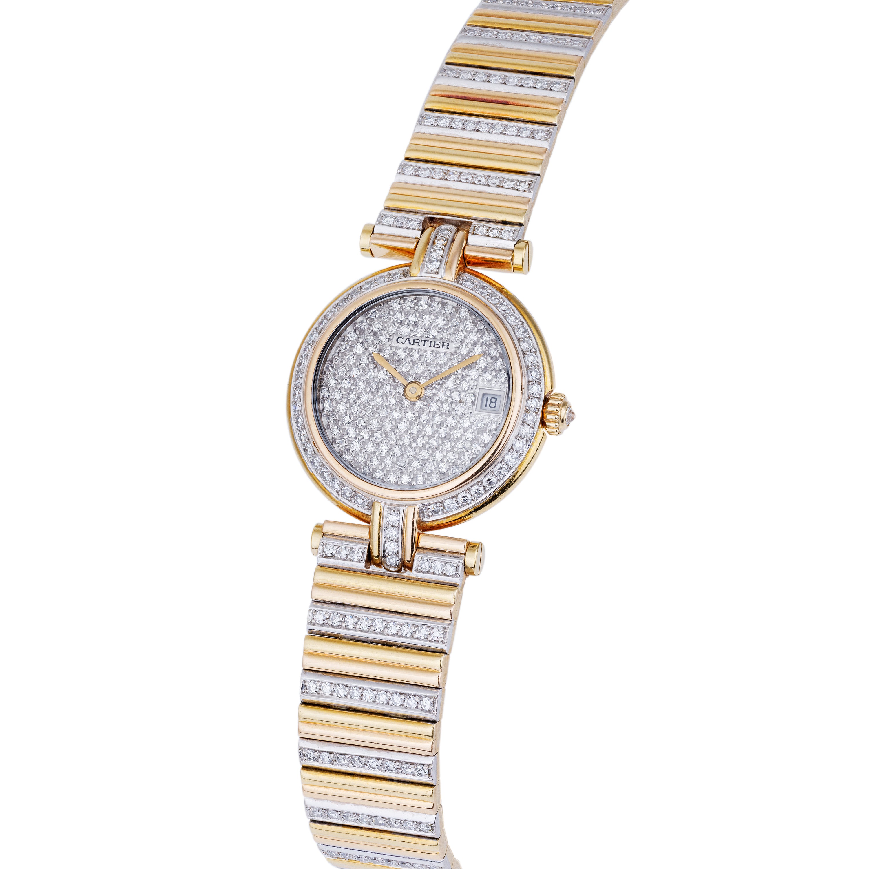 Cartier Vendome Pavé Diamonds | REF. 8395 | Two-Tone 18k Yellow & White Gold | 26mm | 2000's