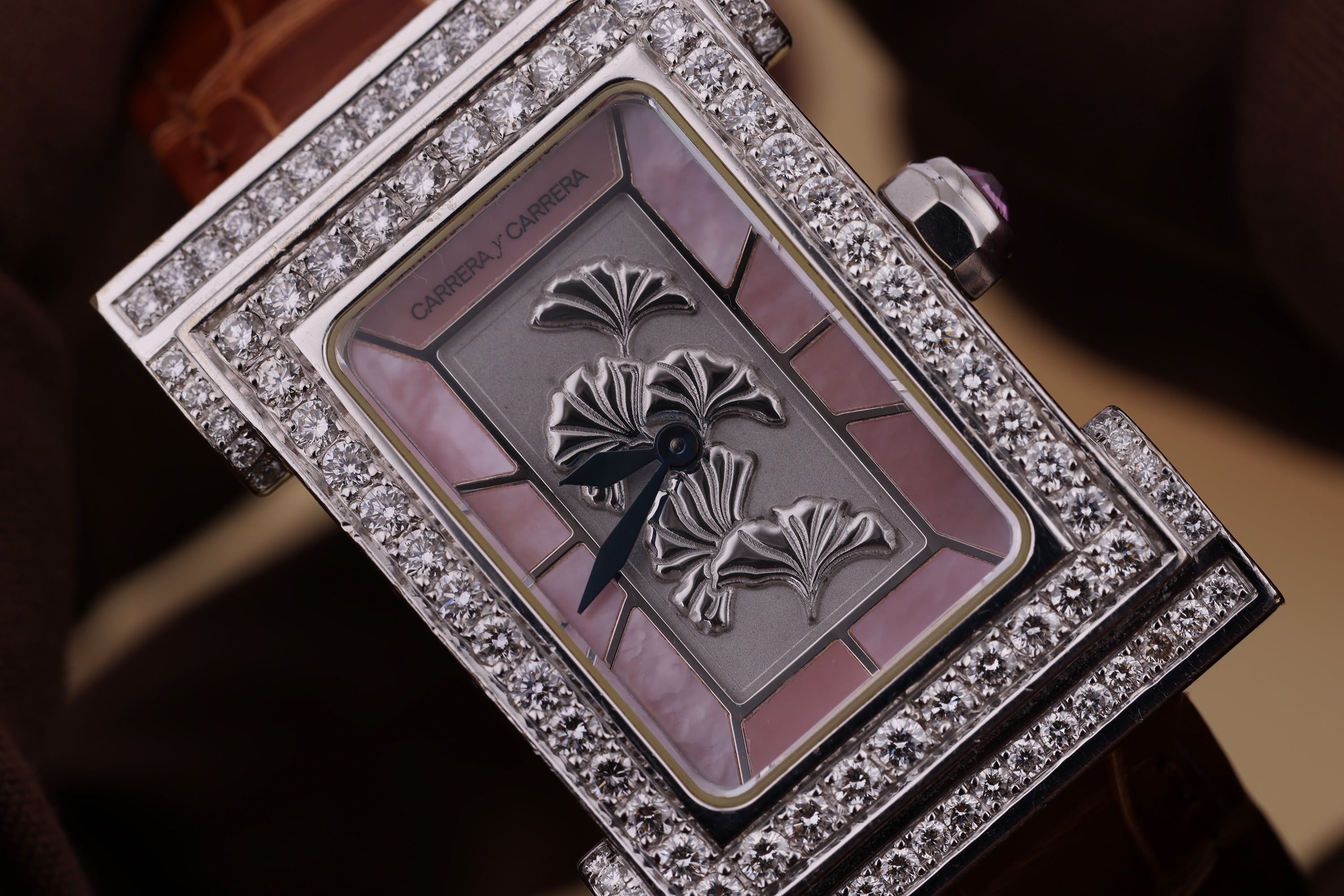 Carrera y Carrera Natura Watch | Mother of Pearl Dial | Diamond Case | 18k White Gold | 22.5 x 37 mm | Circa 2010s