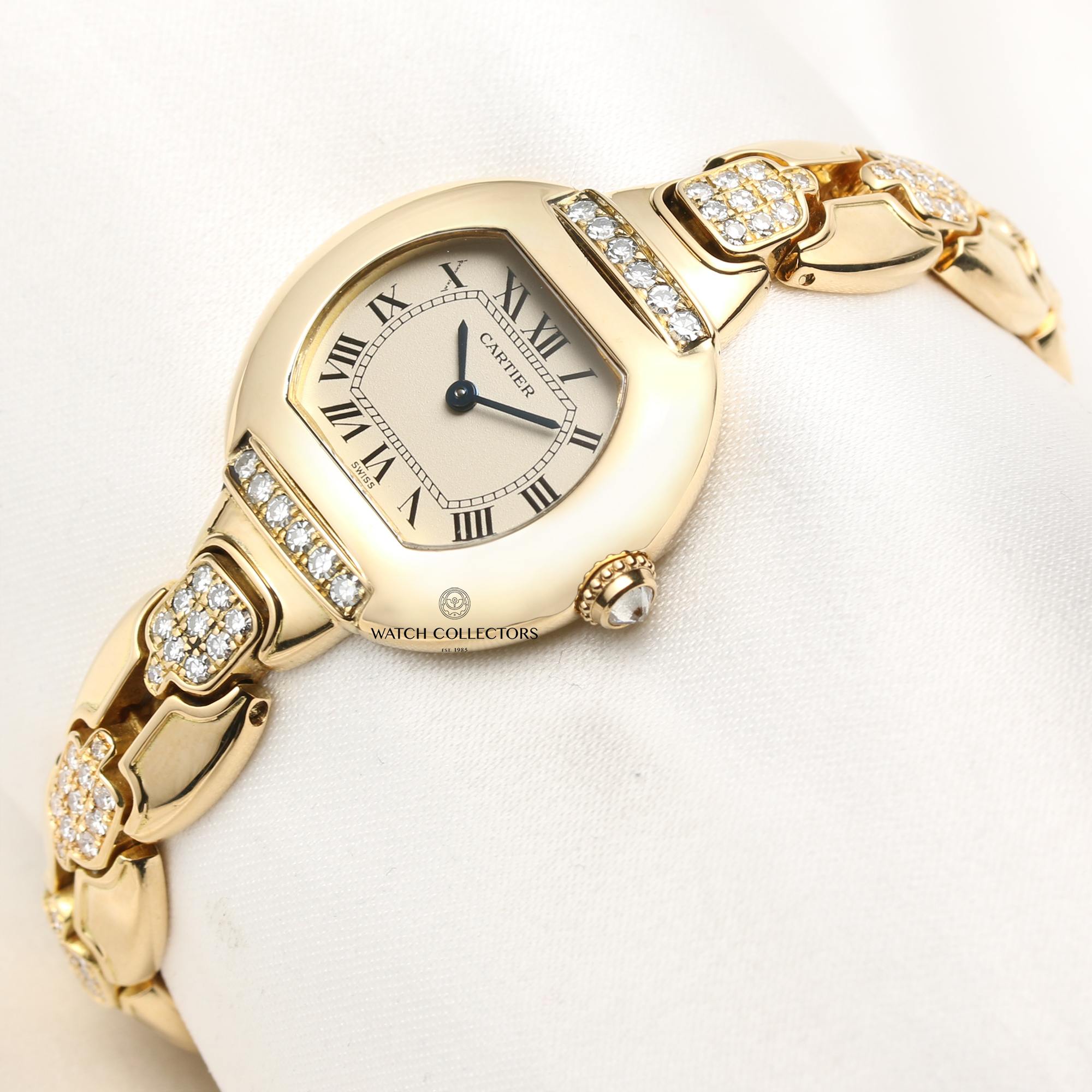 Cartier Ladies Ellipse | REF. 805790 | 18k Yellow Gold | Diamond Shoulders & Bracelet | Circa 1900's