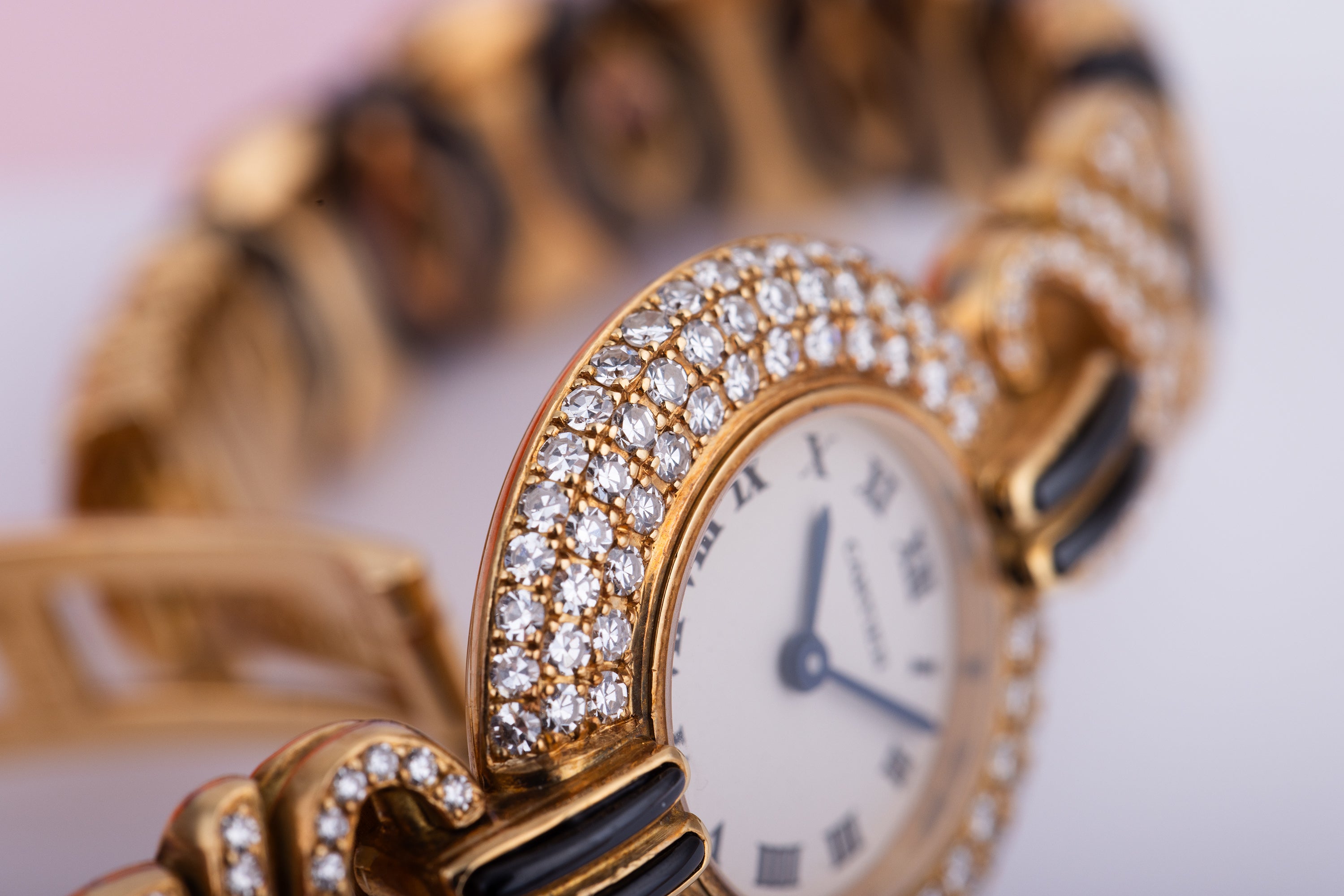 Unworn Cartier Colisee | REF. 881092 | Pave Diamonds, Tourmaline & Hematite | 24mm | 18k Yellow Gold