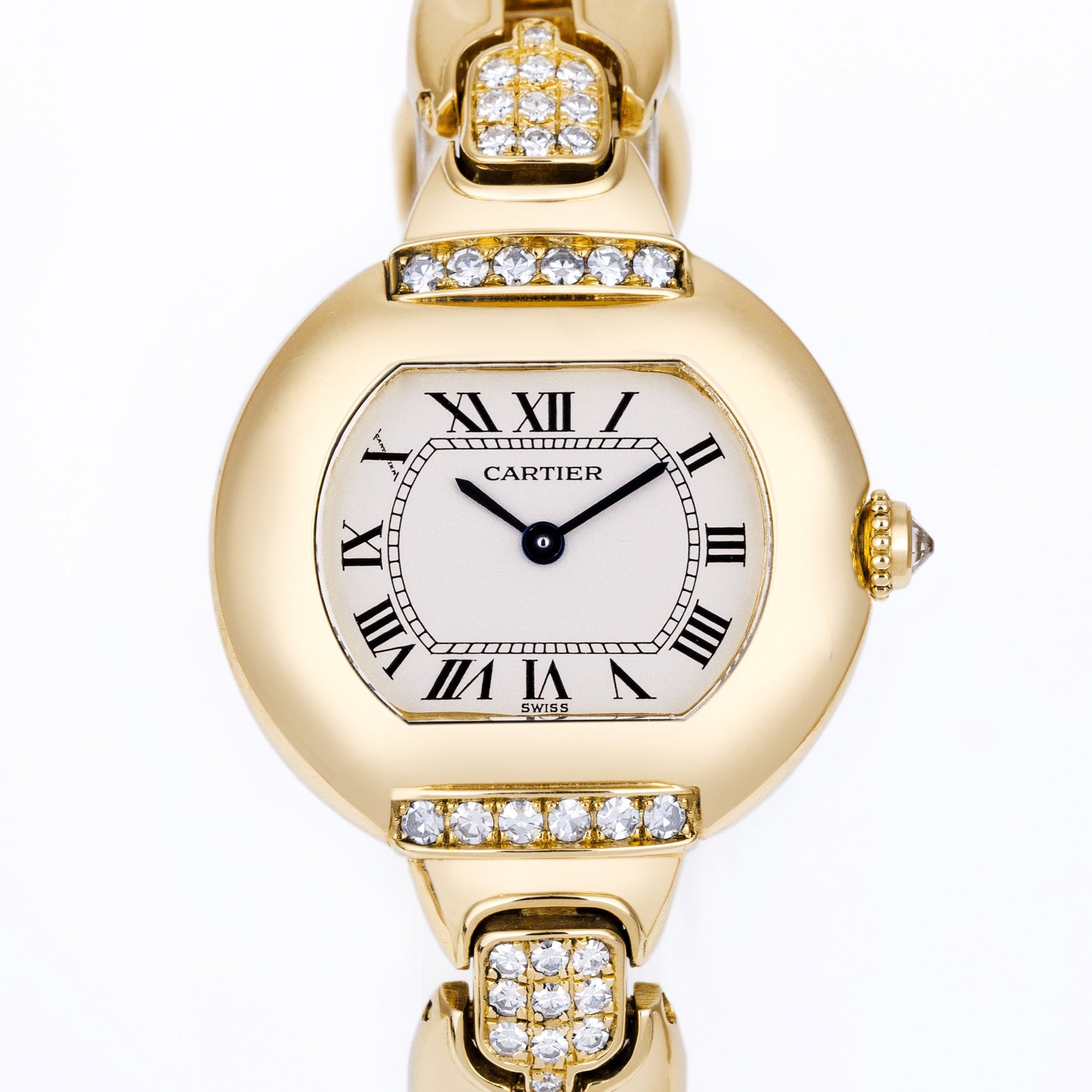 Cartier Ladies Ellipse | REF. 805790 | 18k Yellow Gold | Diamond Shoulders & Bracelet | Circa 1900's