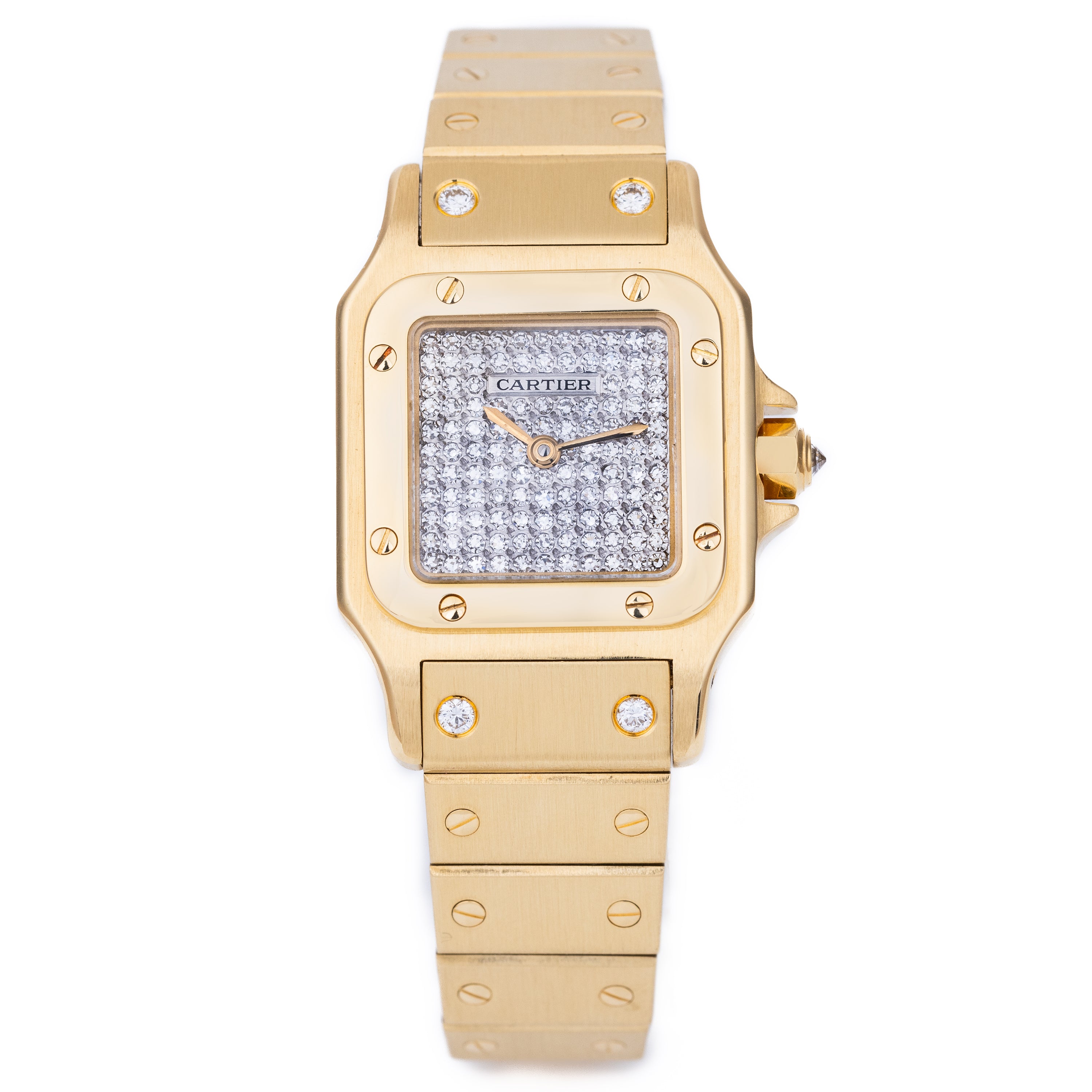 Cartier Santos Galbée | REF. 808010 | Pave Diamond Dial & Bracelet | Automatic | 18k Yellow Gold | 23.5mm