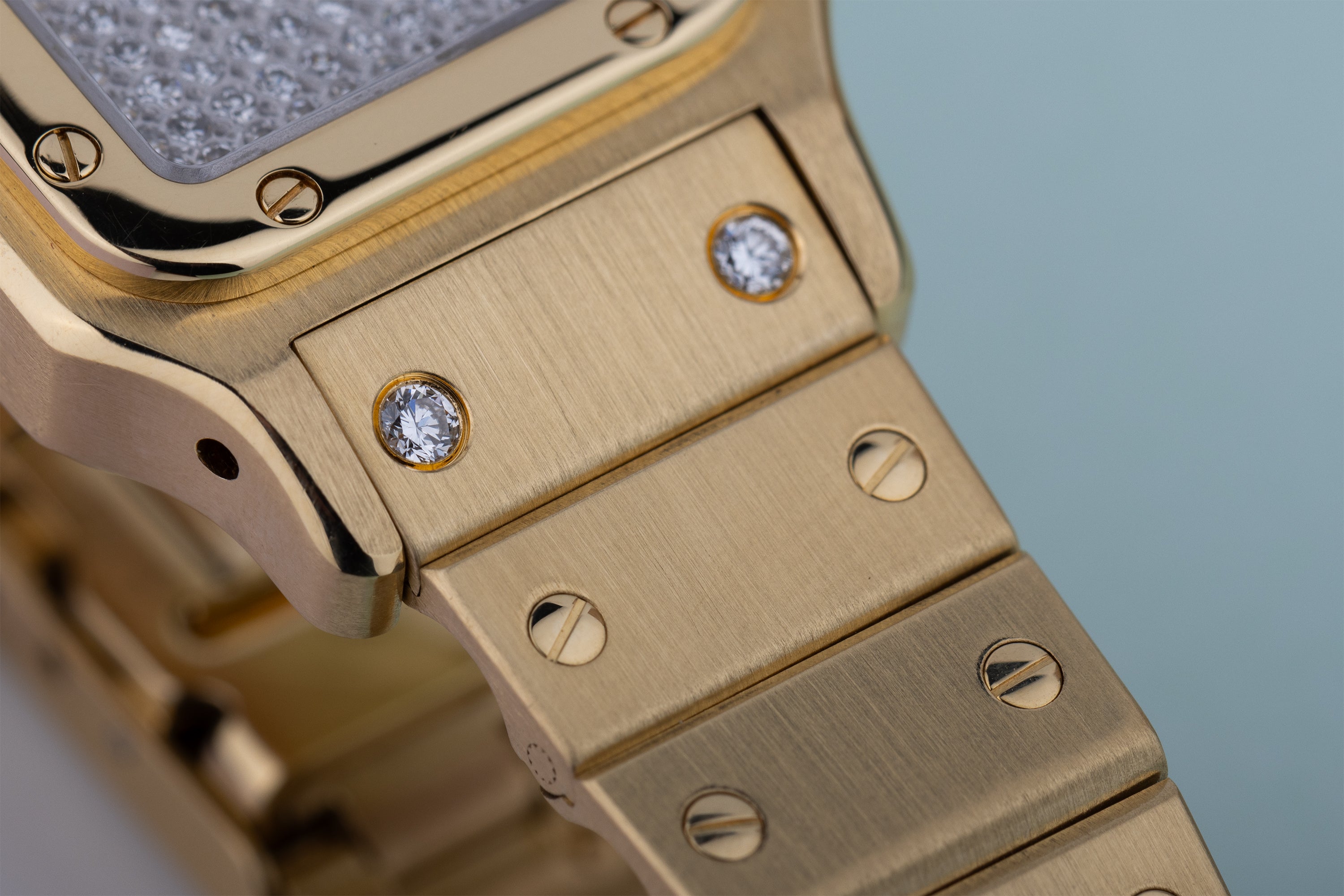 Cartier Santos Galbée | REF. 808010 | Pave Diamond Dial & Bracelet | Automatic | 18k Yellow Gold | 23.5mm