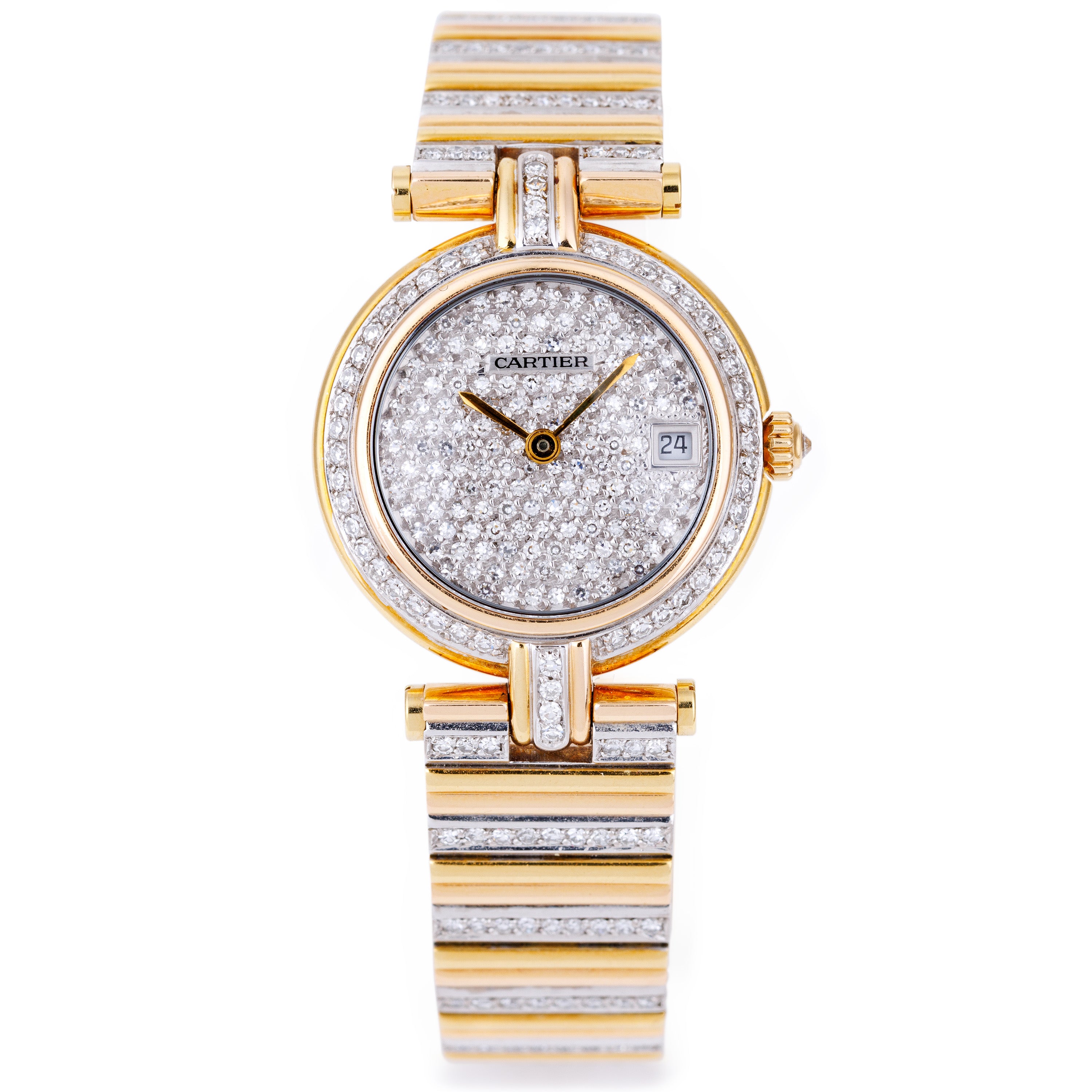 Cartier Vendome Pavé Diamonds | REF. 8395 | Two-Tone 18k Yellow & White Gold | 26mm | 2000's