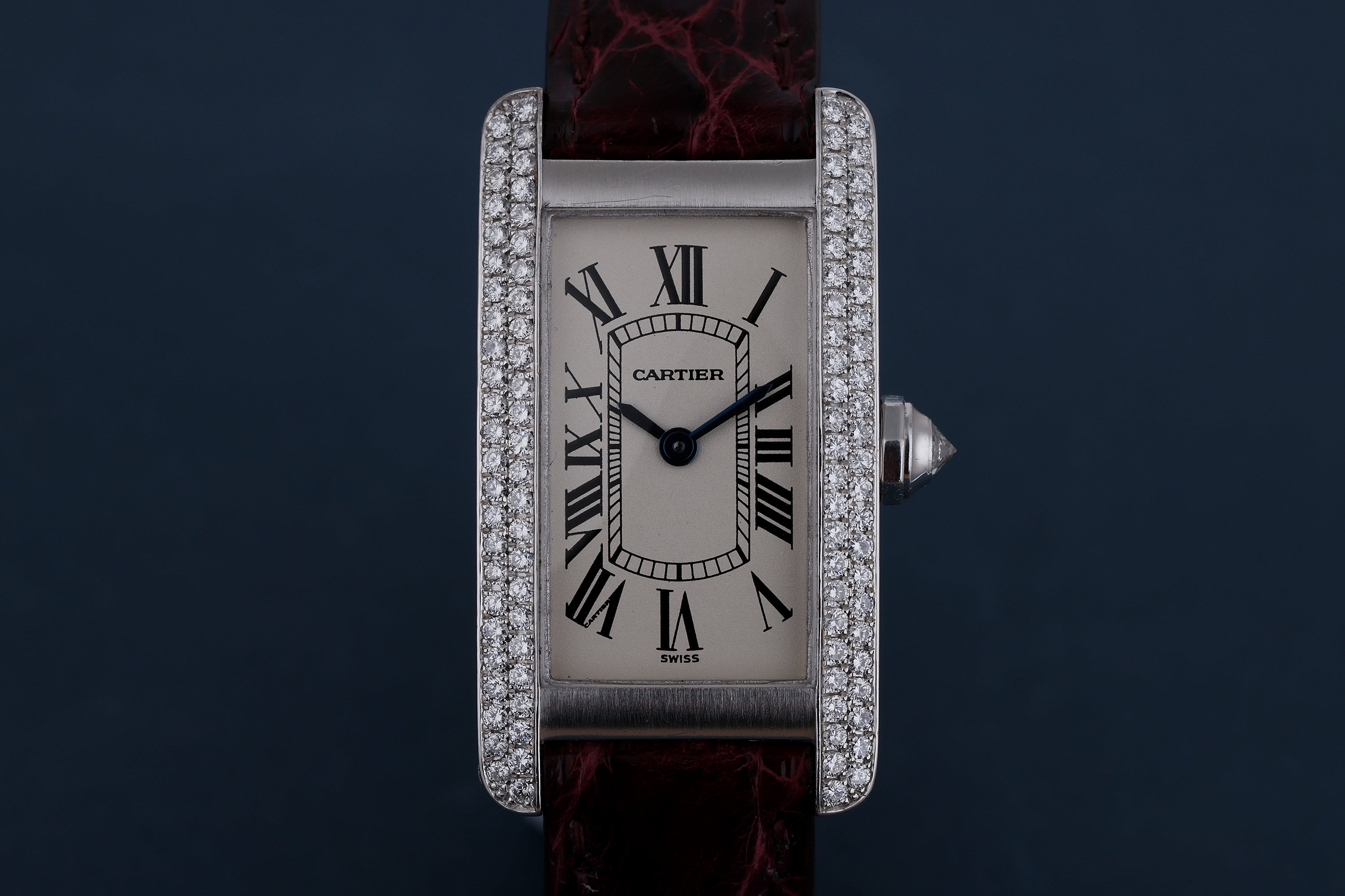 Cartier Tank Americaine | REF. 1713 | Double Row Diamond Bezel | 18k White Gold | 19mm