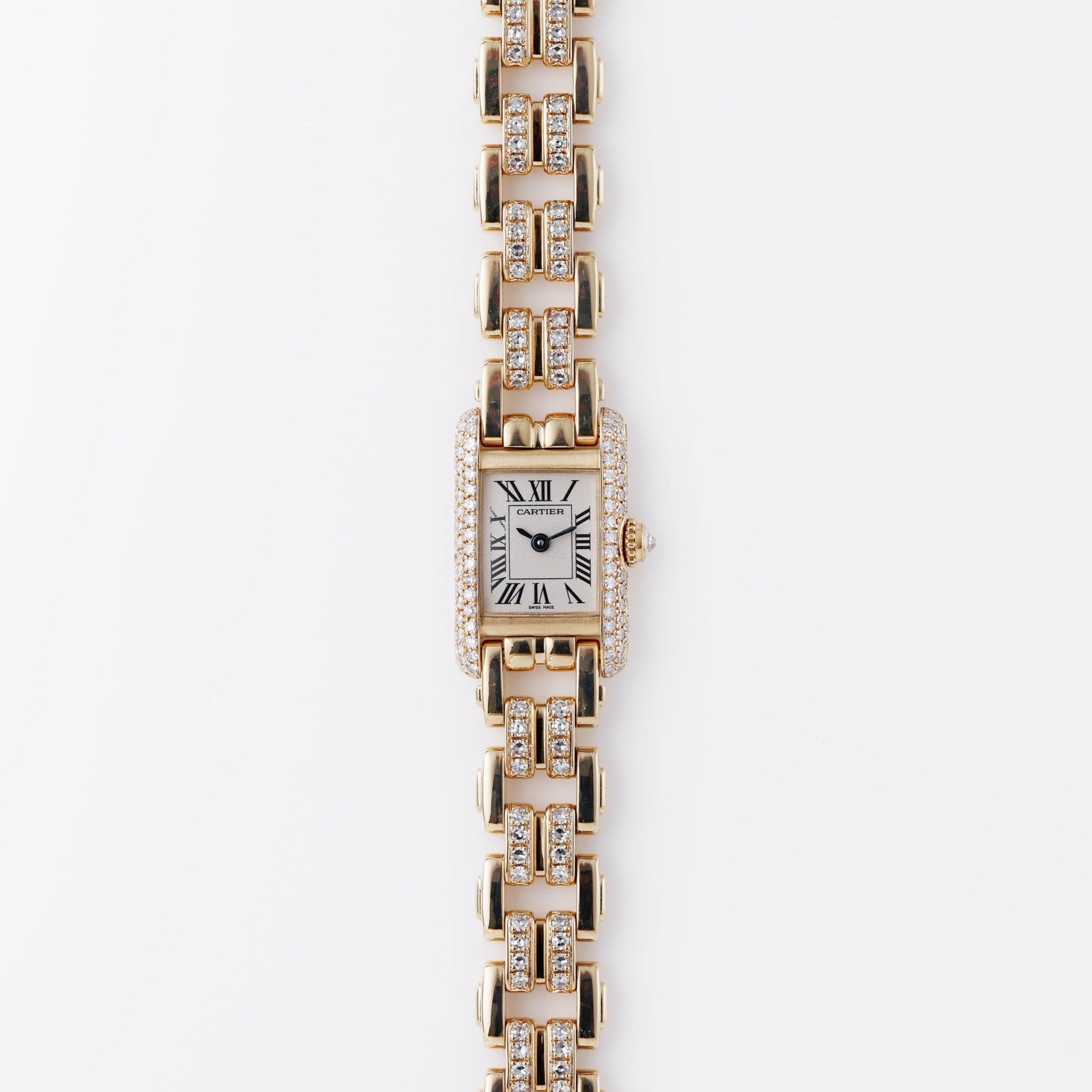 Cartier Mini Tank | REF. 828003 | Diamond bezel & Bracelet | 15.5mm | 18k Yellow Gold | 1990's