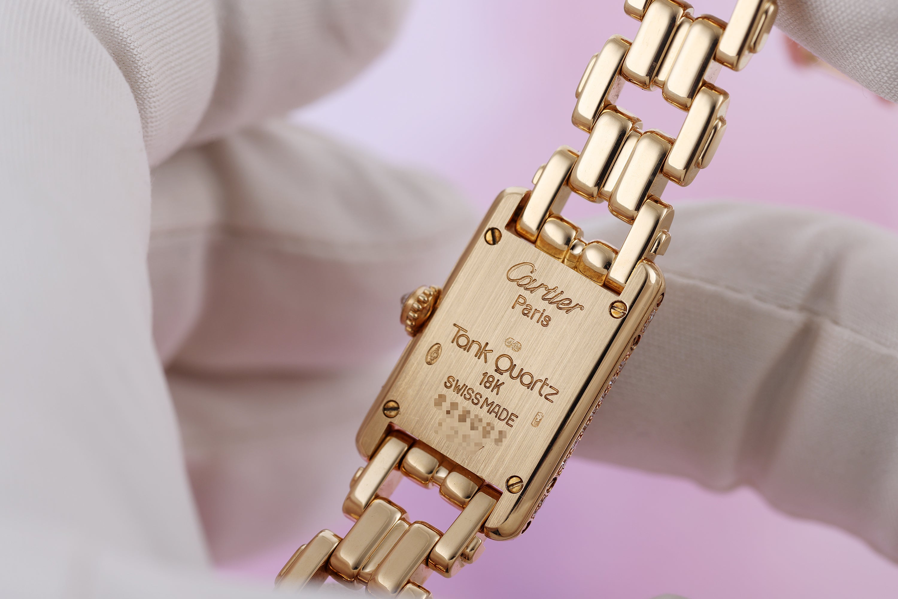 Cartier Mini Tank | REF. 828003 | Diamond bezel & Bracelet | 15.5mm | 18k Yellow Gold | 1990's