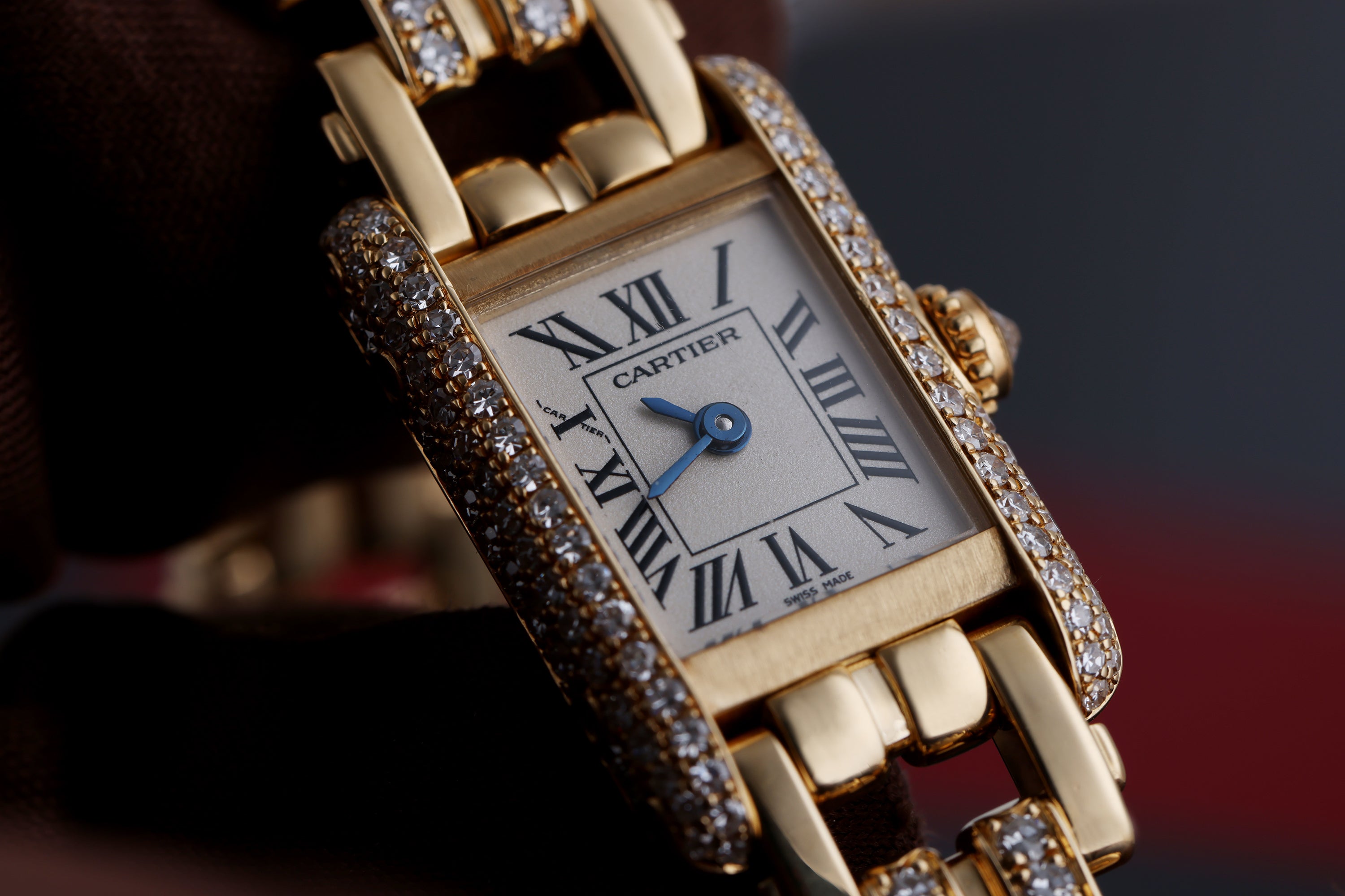Cartier Mini Tank | REF. 828003 | Diamond bezel & Bracelet | 15.5mm | 18k Yellow Gold | 1990's