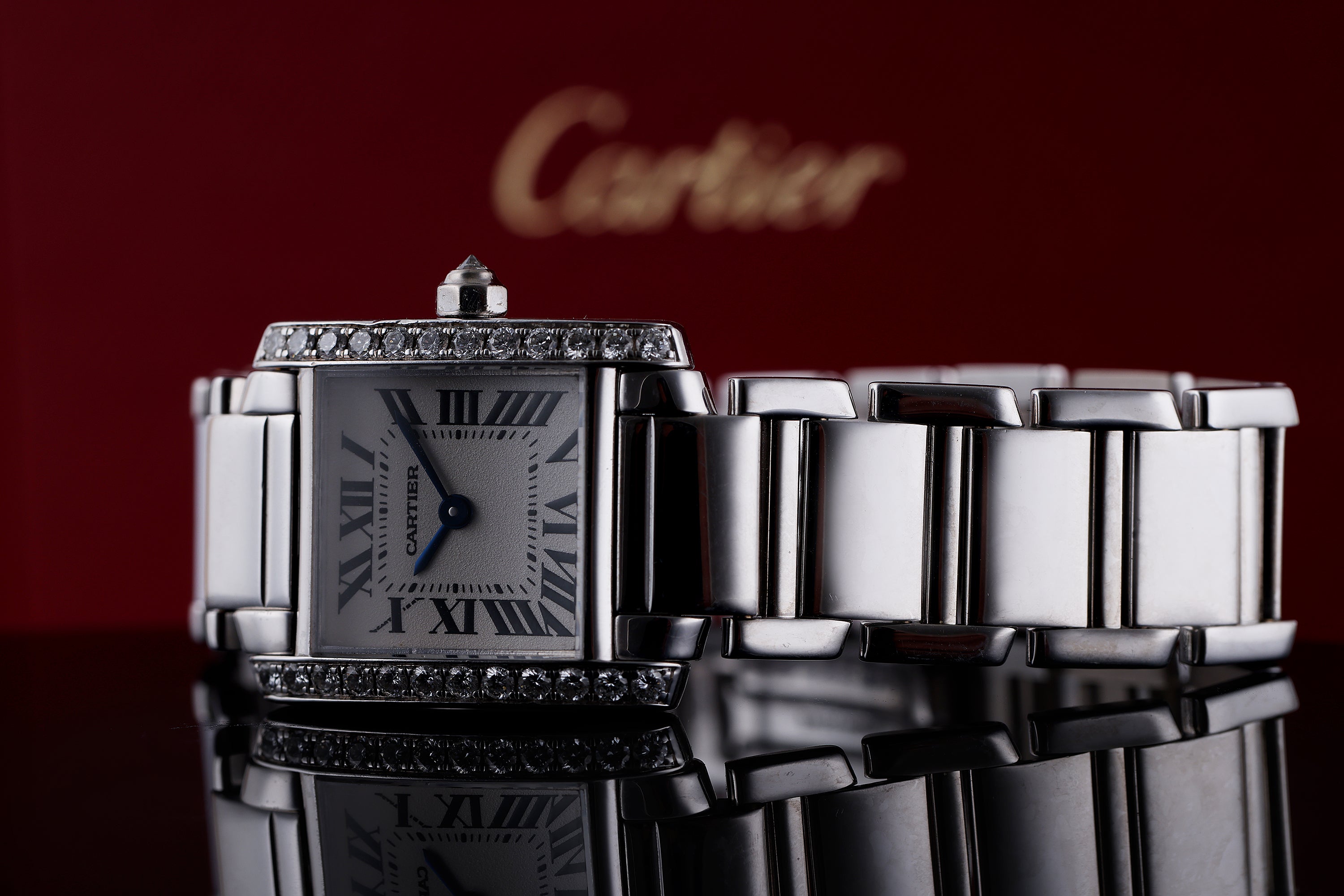 Cartier Tank Francaise | REF. WE1002S3 / 2365 | Diamond Bezel | 20mm | 18k White Gold | Box & Papers
