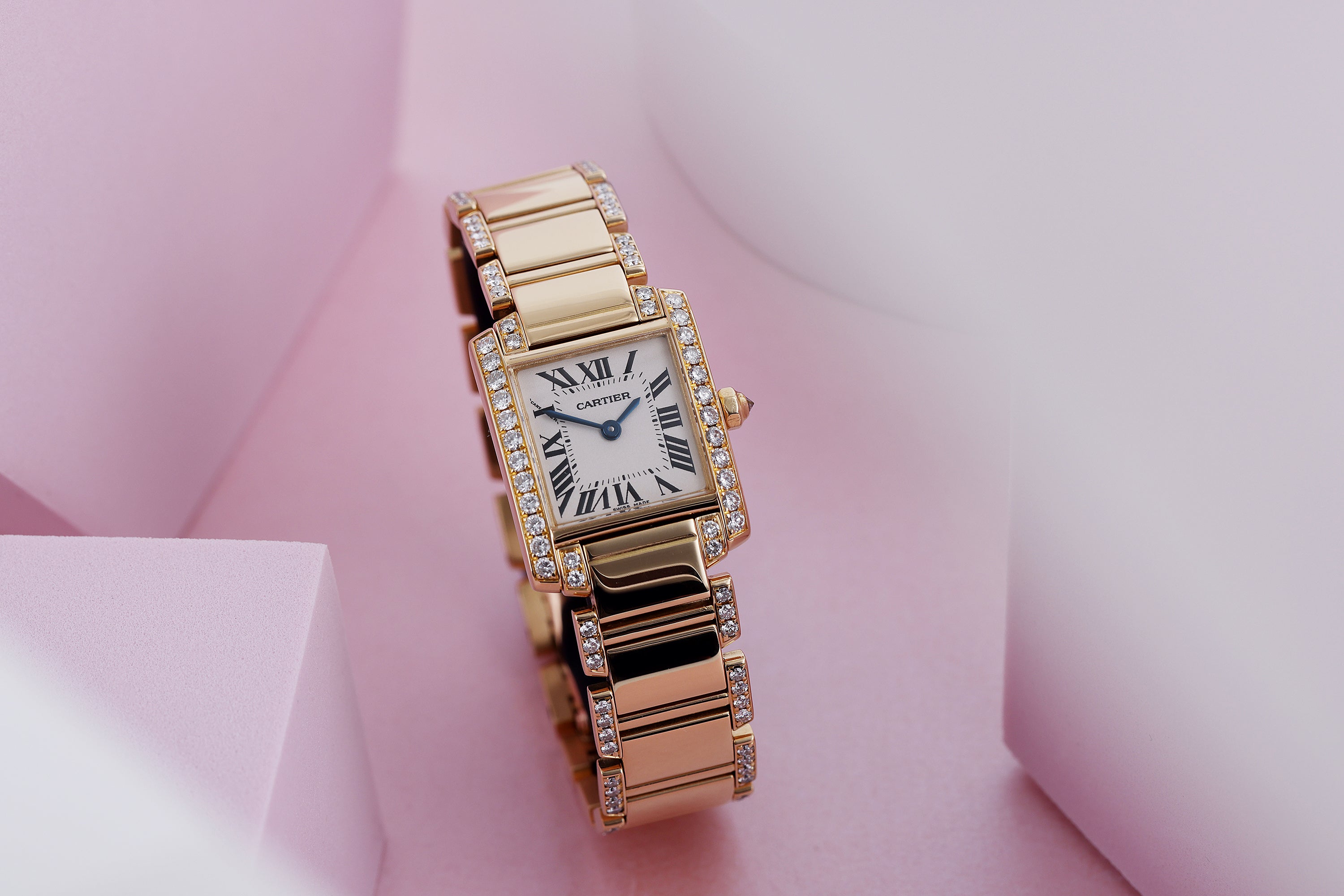 Cartier Tank Francaise | REF. 2385 | Diamond Bezel & Bracelet | 18k Yellow Gold | Box | 2000's