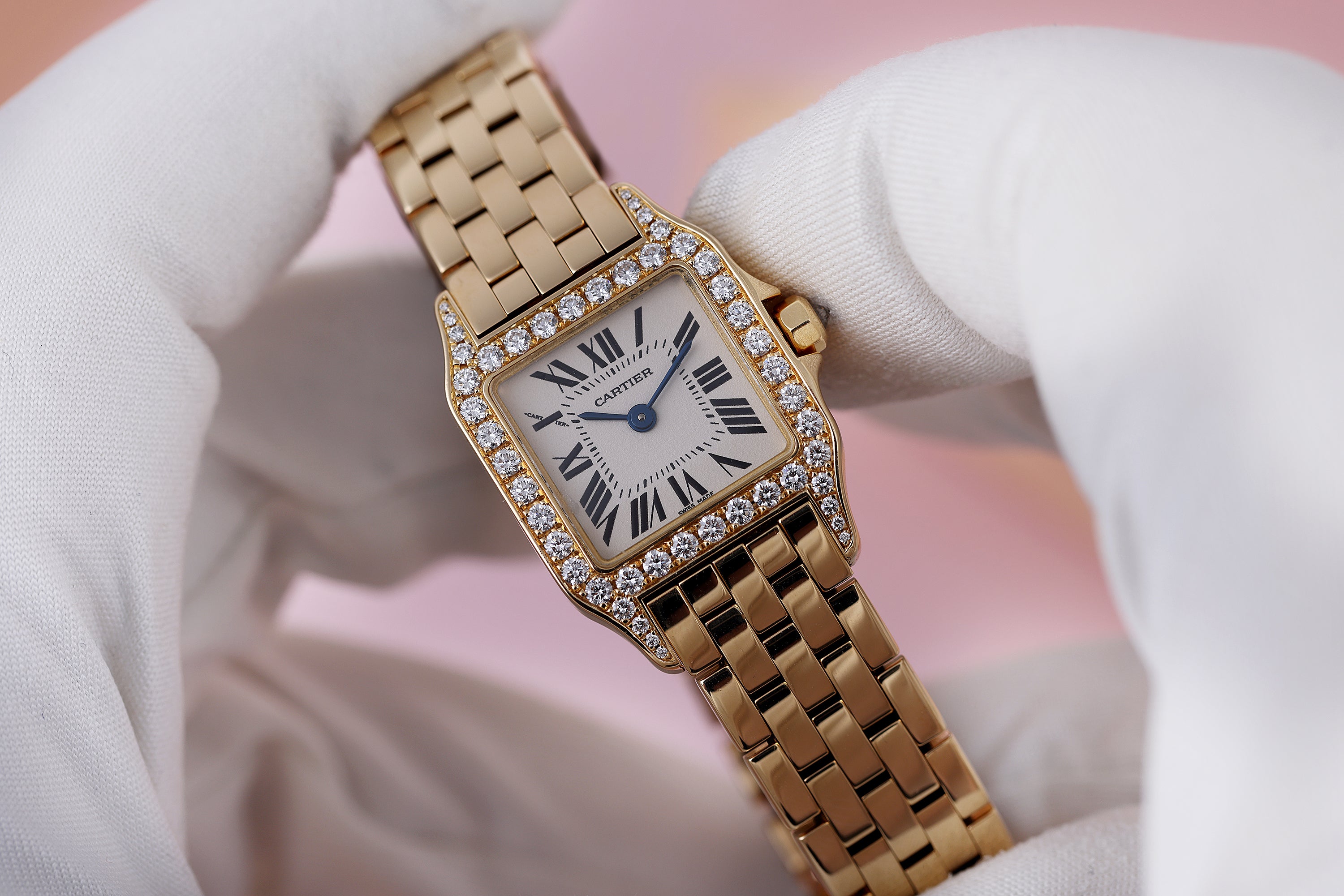Cartier Santos Demoiselle | REF. 2699 | Diamond Bezel | White Dial | 20mm | 18k Yellow Gold
