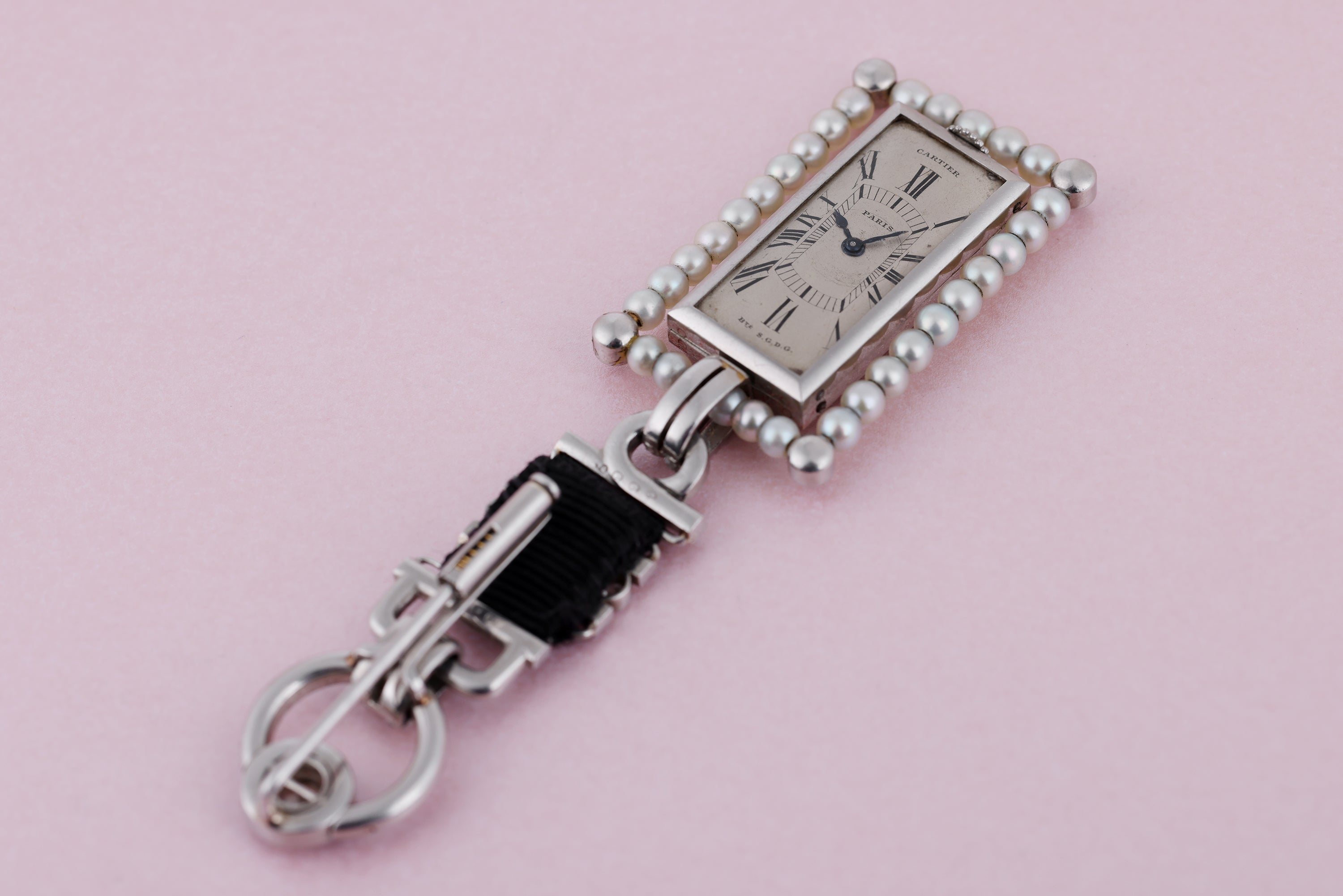 Rare Reversible Cartier Brooch & Watch | 1925 - Art Deco | Pearl & Diamonds | Platinum | Pendant, Watch & Desk Clock