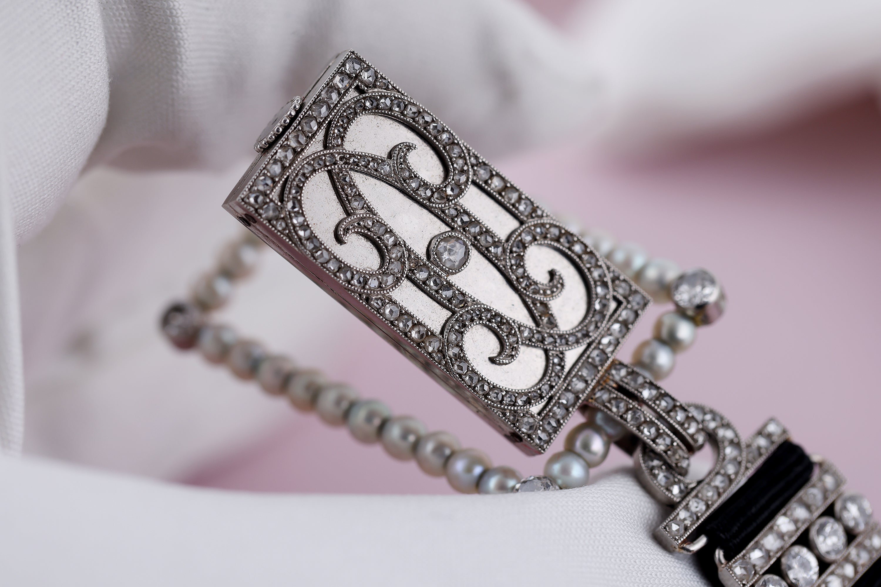 Rare Reversible Cartier Brooch & Watch | 1925 - Art Deco | Pearl & Diamonds | Platinum | Pendant, Watch & Desk Clock