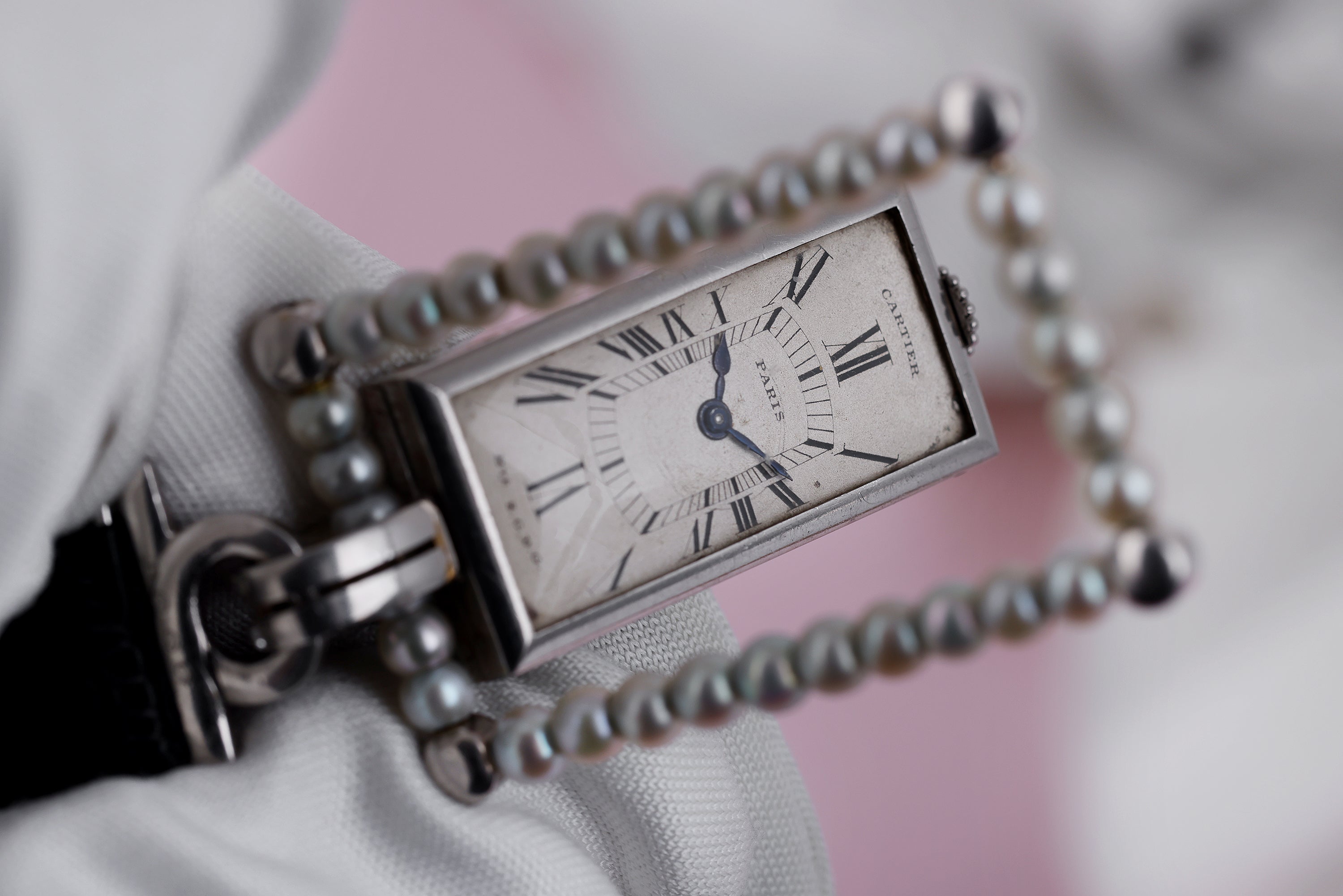 Rare Reversible Cartier Brooch & Watch | 1925 - Art Deco | Pearl & Diamonds | Platinum | Pendant, Watch & Desk Clock