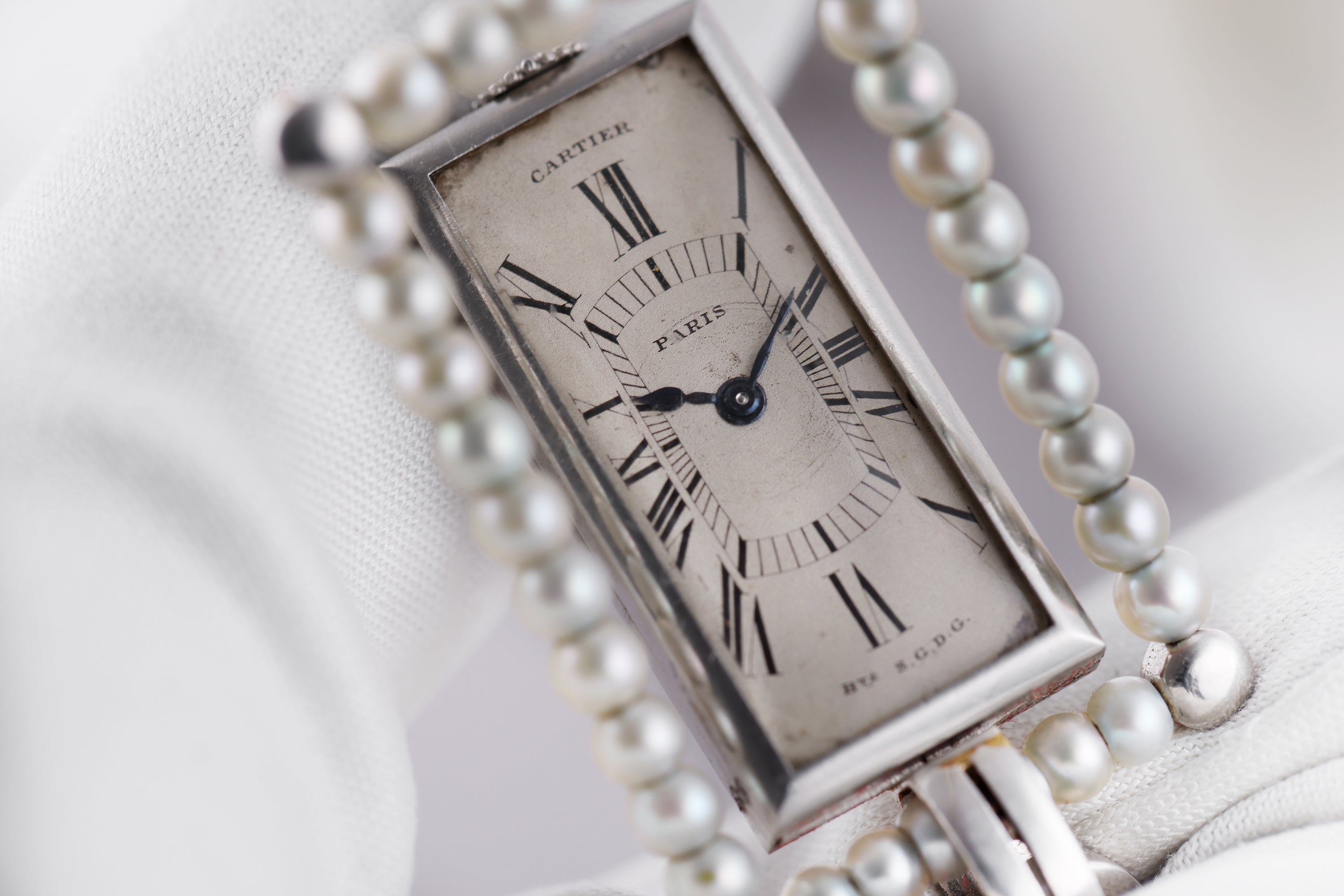 Rare Reversible Cartier Brooch & Watch | 1925 - Art Deco | Pearl & Diamonds | Platinum | Pendant, Watch & Desk Clock