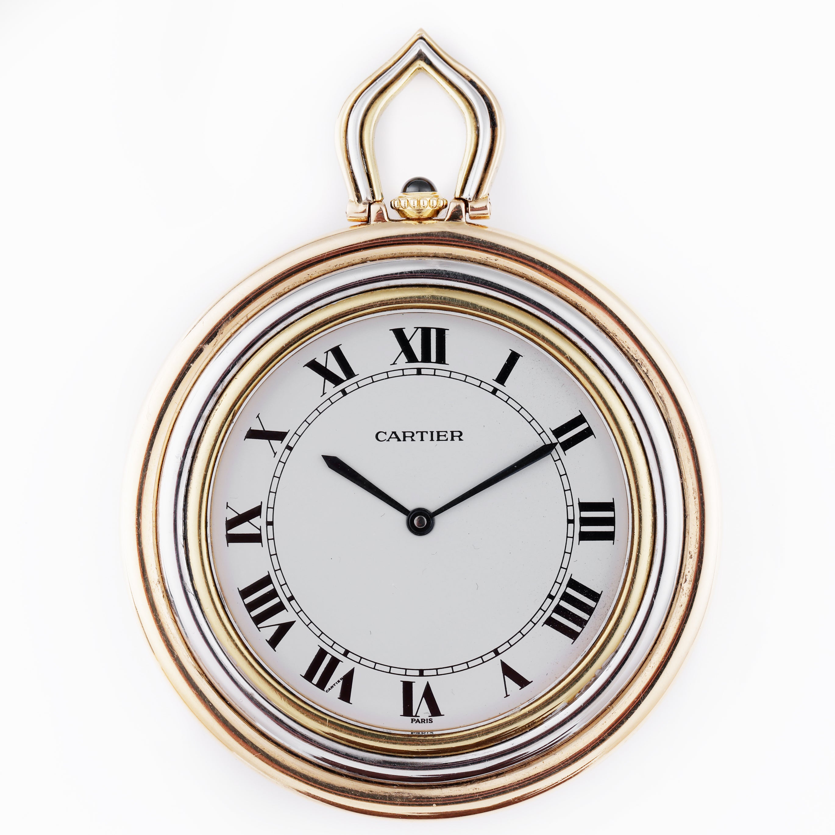 Cartier Pendant Watch | Tri-Colour Gold | 18k White, Rose & Yellow Gold | 46mm | Manual Wind | 1990's