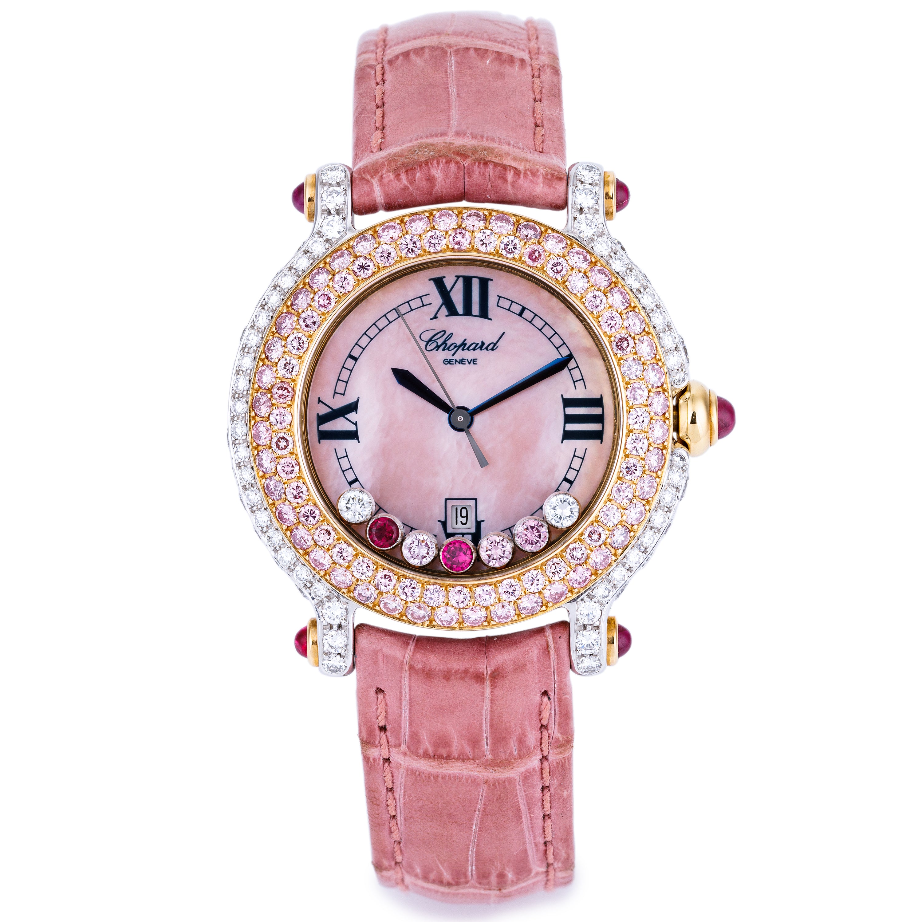 Chopard Happy Sport | REF. 27/6180/401 | Pink Mother of Pearl Dial | Pink & White Diamonds | 32mm | 18k White & Rose Gold