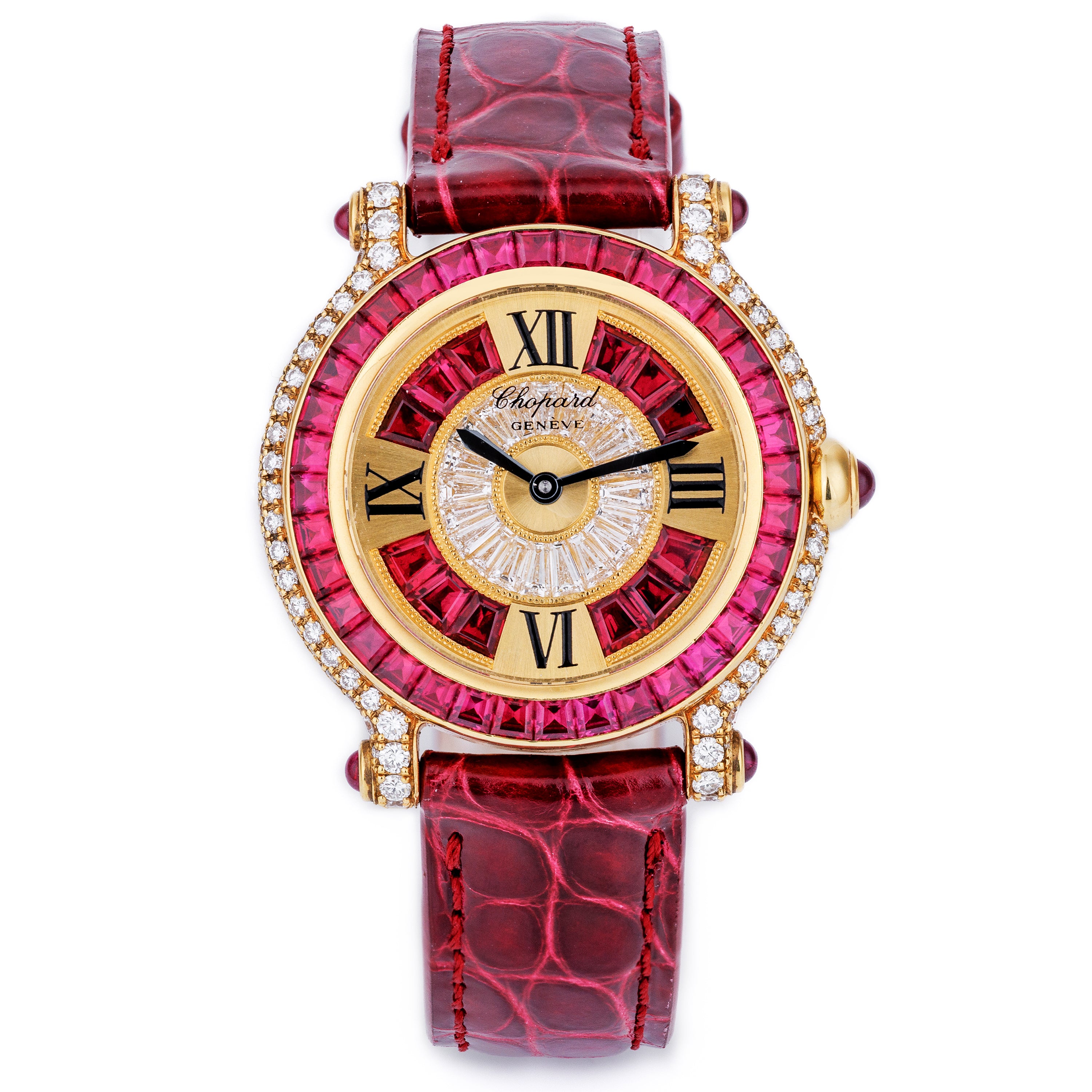 Chopard Limited Edition Happy Sport | REF. 13/6416-21 | Ruby & Diamonds | 18k Yellow Gold | 32mm