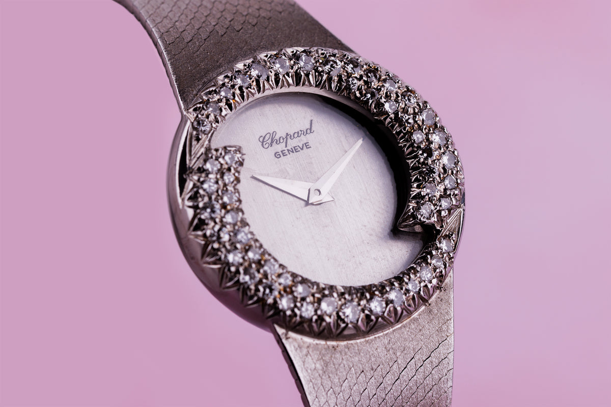 Chopard 1970's Ladies Vintage Wristwatch | Rare Diamond Bezel | 18k White Gold | Manual Wind | 26mm