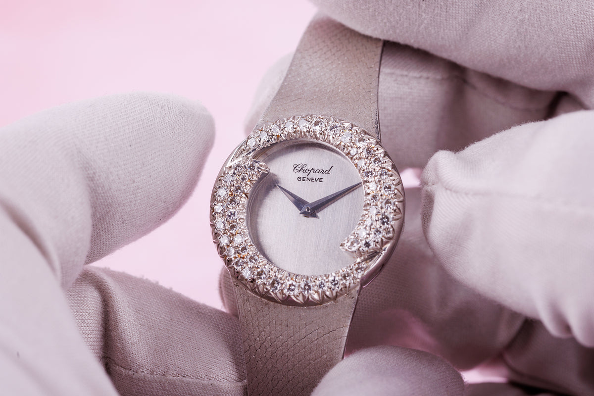 Chopard 1970's Ladies Vintage Wristwatch | Rare Diamond Bezel | 18k White Gold | Manual Wind | 26mm