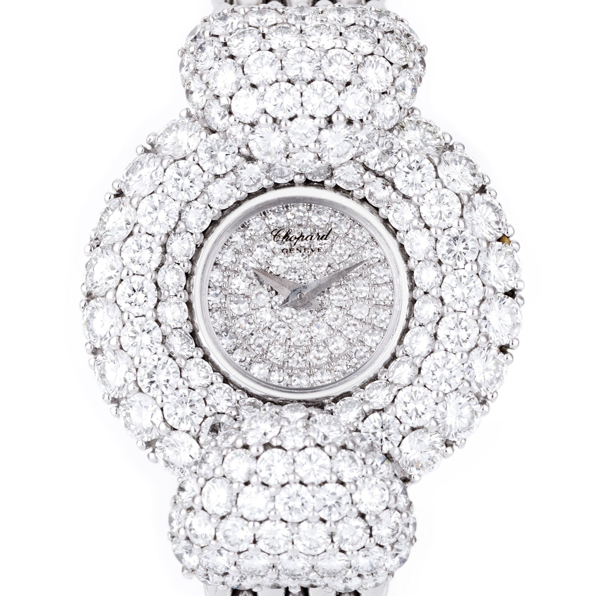 Chopard 1990's Ladies Watch | Pavé Diamond Dial, Bezel and Heart-Shaped lugs | 18k White Gold