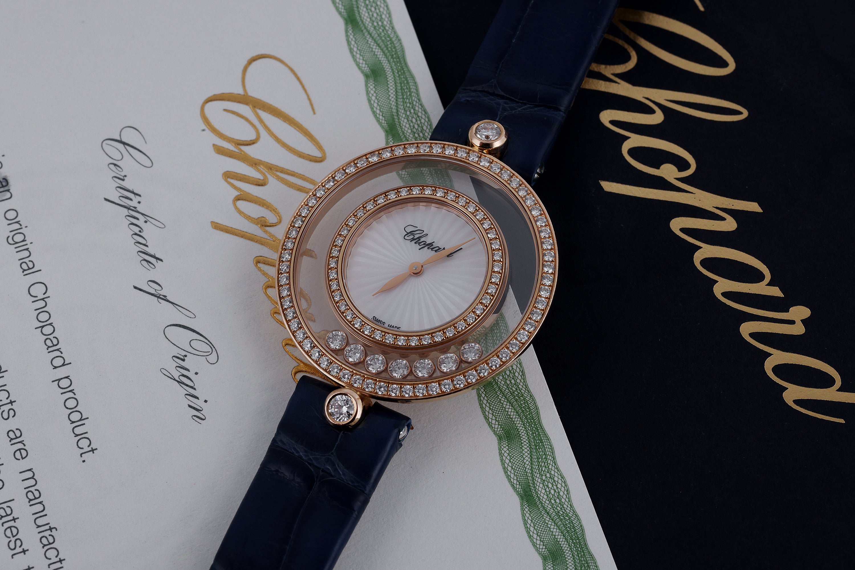 Chopard Happy Diamonds Ladies Watch | REF. 4596 | Mother of Pearl Dial | Round Brilliant Diamonds | 32mm | 18k Rose Gold | Box & Papers | 2019