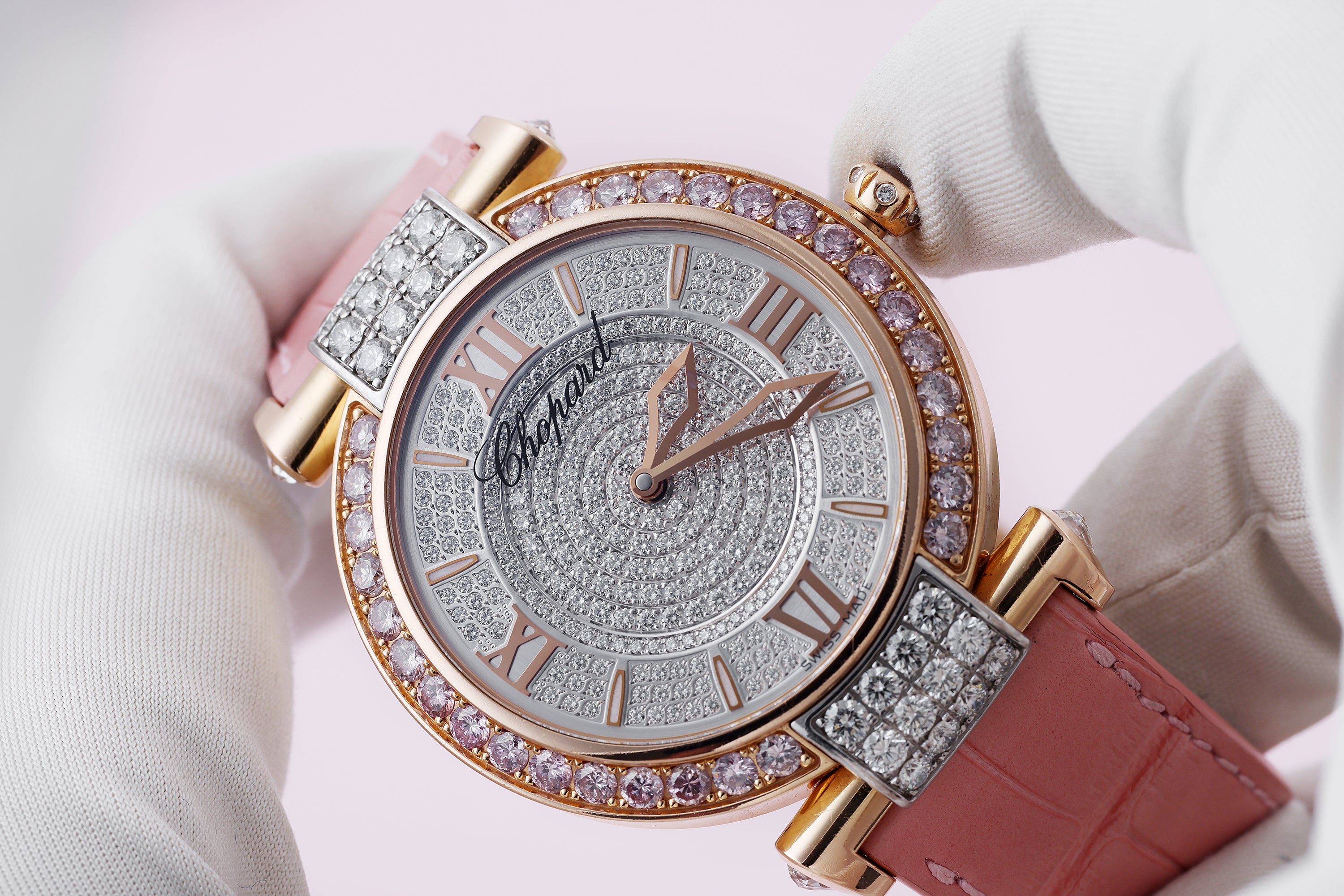 Chopard Happy Diamonds Ladies Watch | REF. 4239 | White & Pink Diamonds | 18k Rose Gold | 40mm