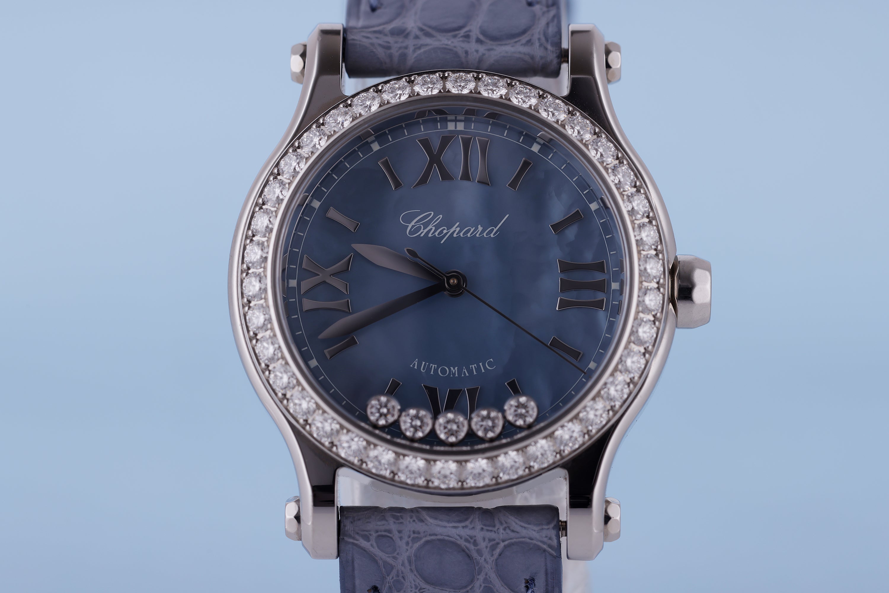 Chopard Happy Sport | REF. 278573-3010 | Blue Mother of Pearl | Automatic | 30mm | Diamond Bezel | Stainless Steel