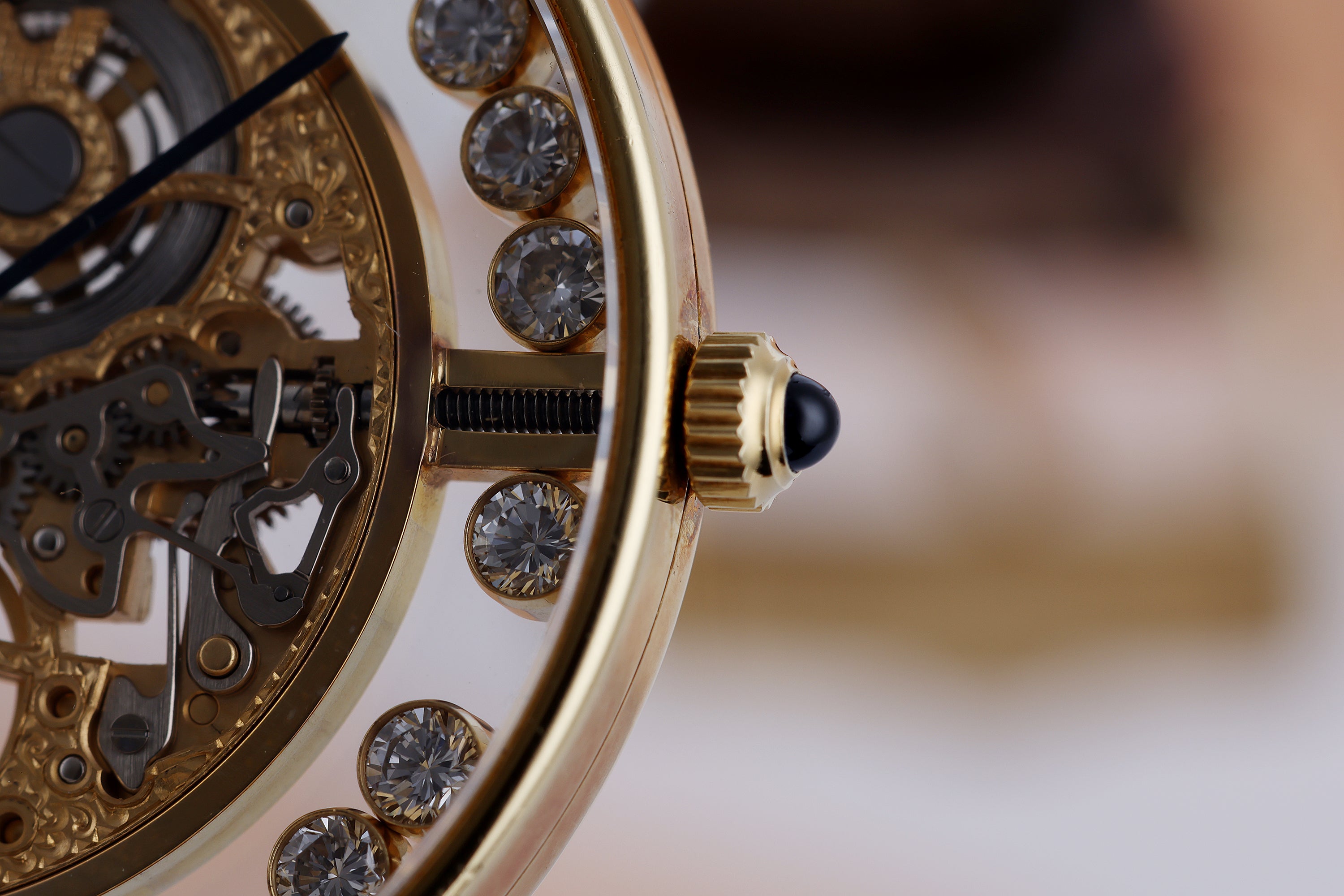 Rare Chopard L.U.C Happy Diamonds Skeleton Watch | 32mm | 18k Yellow Gold | Service Papers | 1970s
