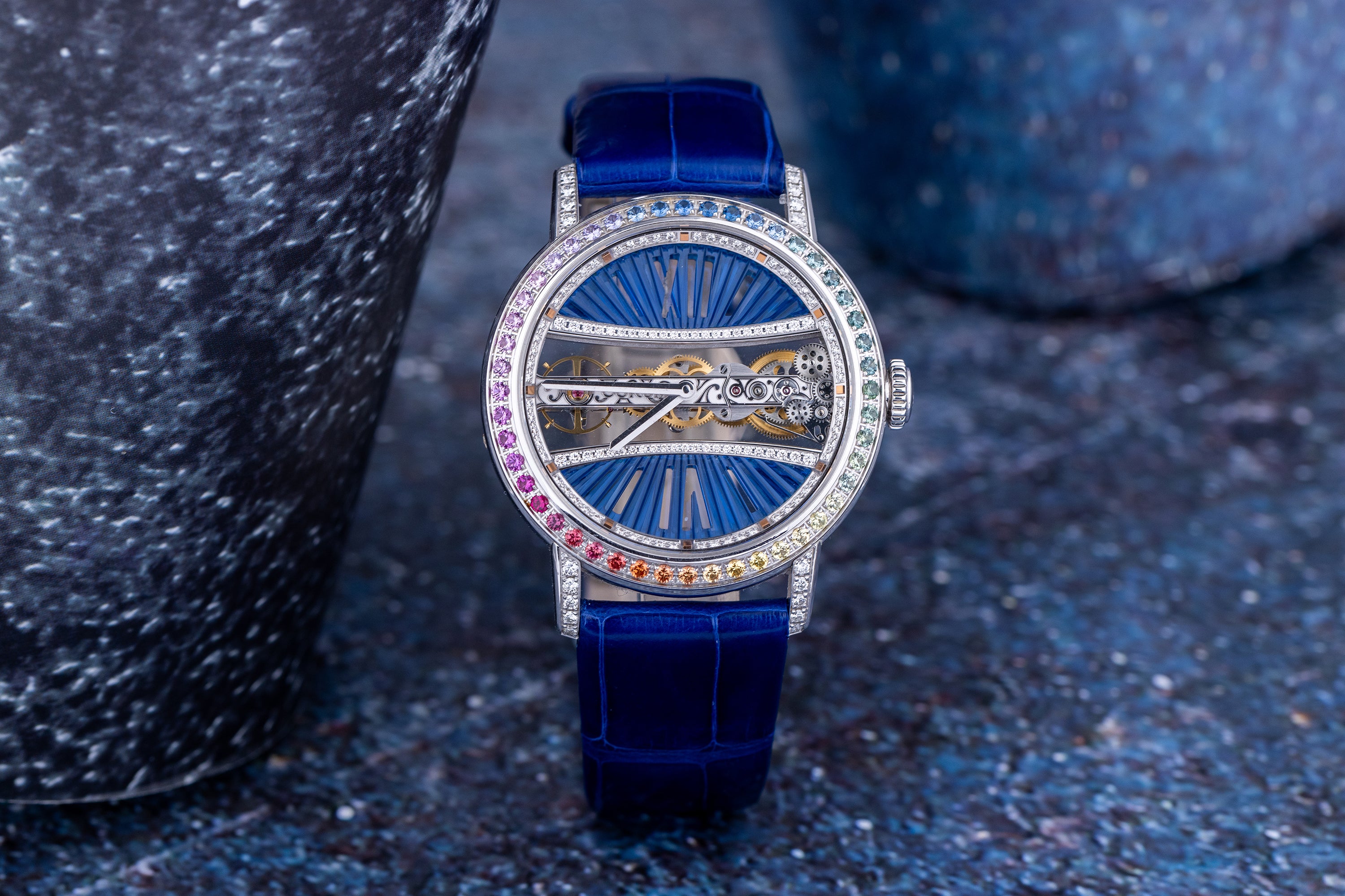Corum Golden Bridge 39 | REF. B113/03852 | 18k White Gold | Diamond & Rainbow Bezel