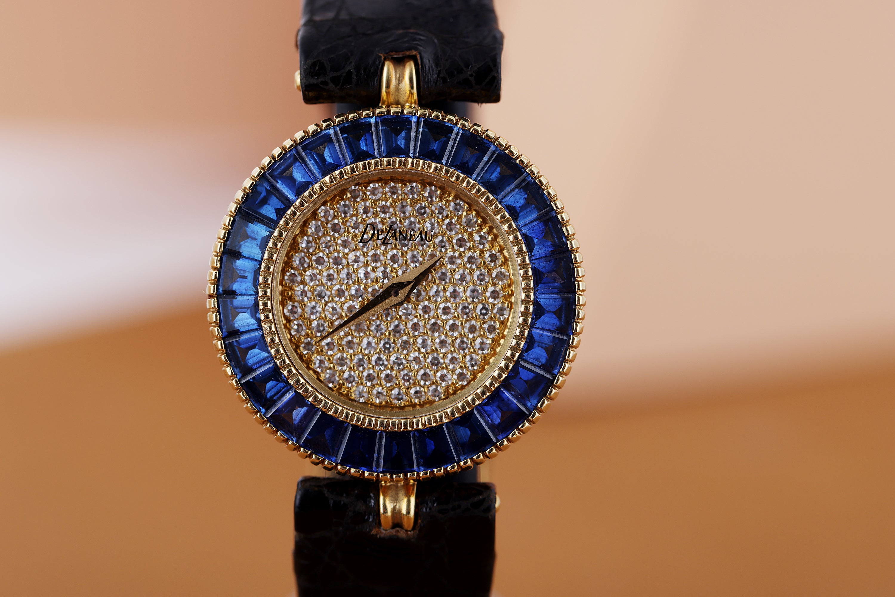 DeLaneau 1980s Vintage Ladies Watch Retailed by Kutchinsky | Pavé Diamond Dial | Sapphire Bezel | 24mm | 1990s