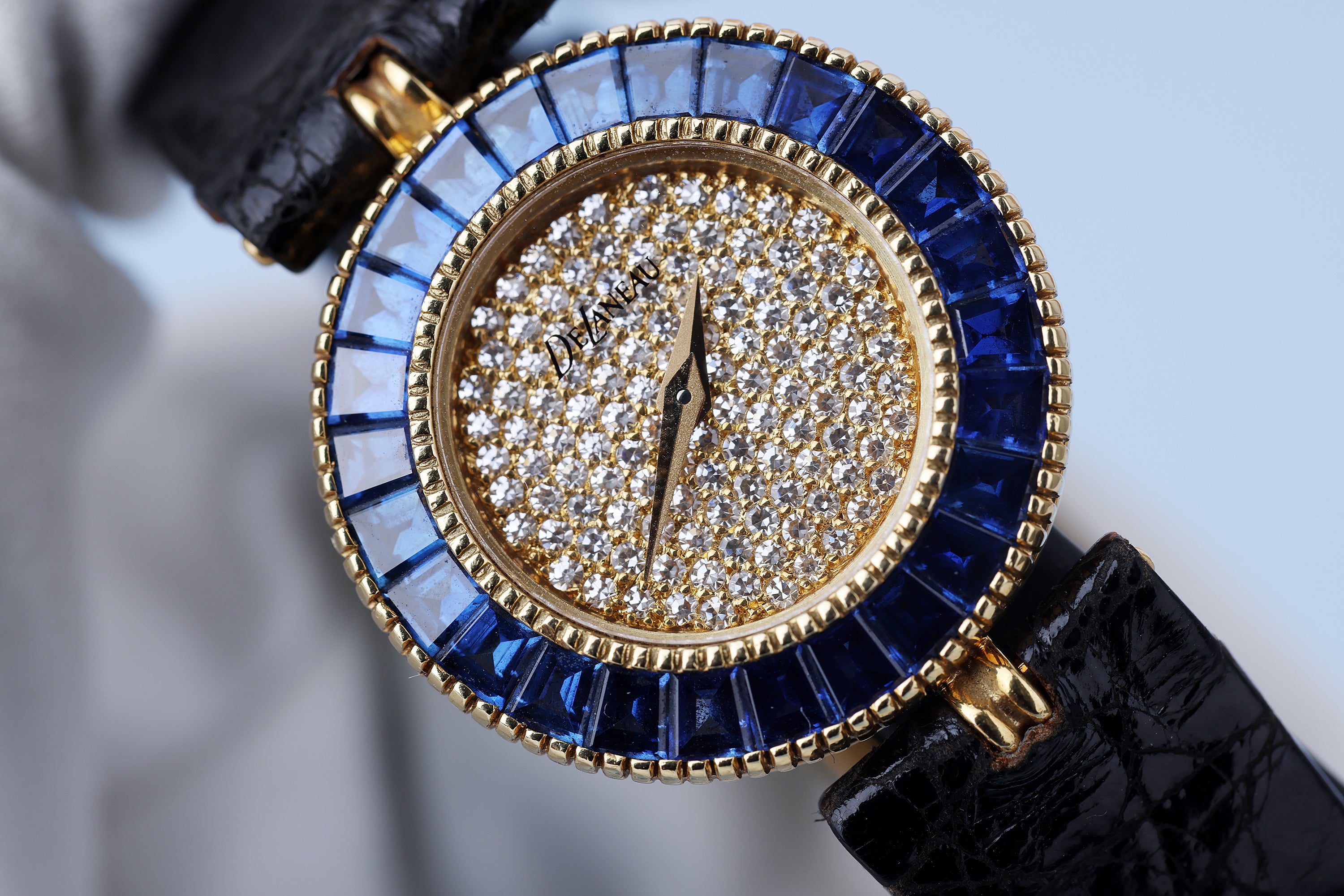 DeLaneau 1980s Vintage Ladies Watch Retailed by Kutchinsky | Pavé Diamond Dial | Sapphire Bezel | 24mm | 1990s