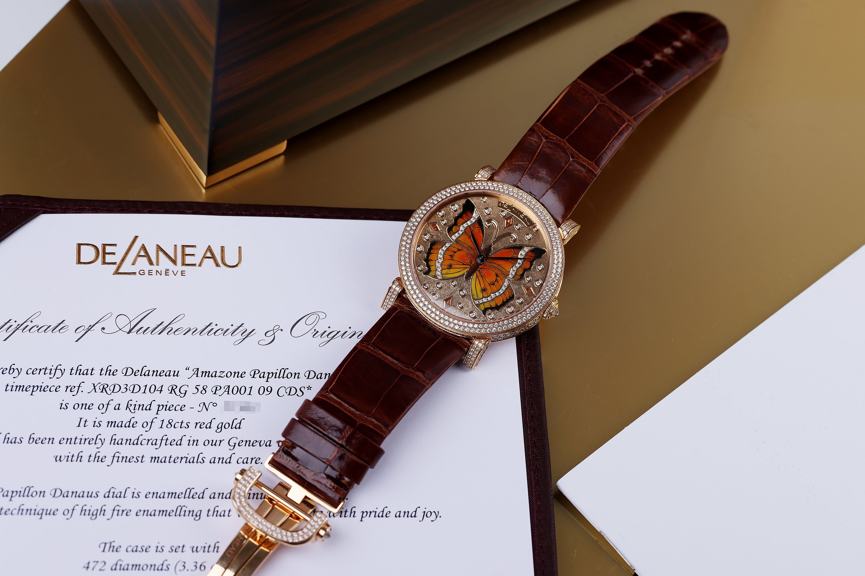 DeLaneau | Amazone Papillon Danaus | REF. XRD3D104 RG 58 PA001 09 CDS | Piece Unique | 18k Rose Gold | Box & Papers | RRP £104,500