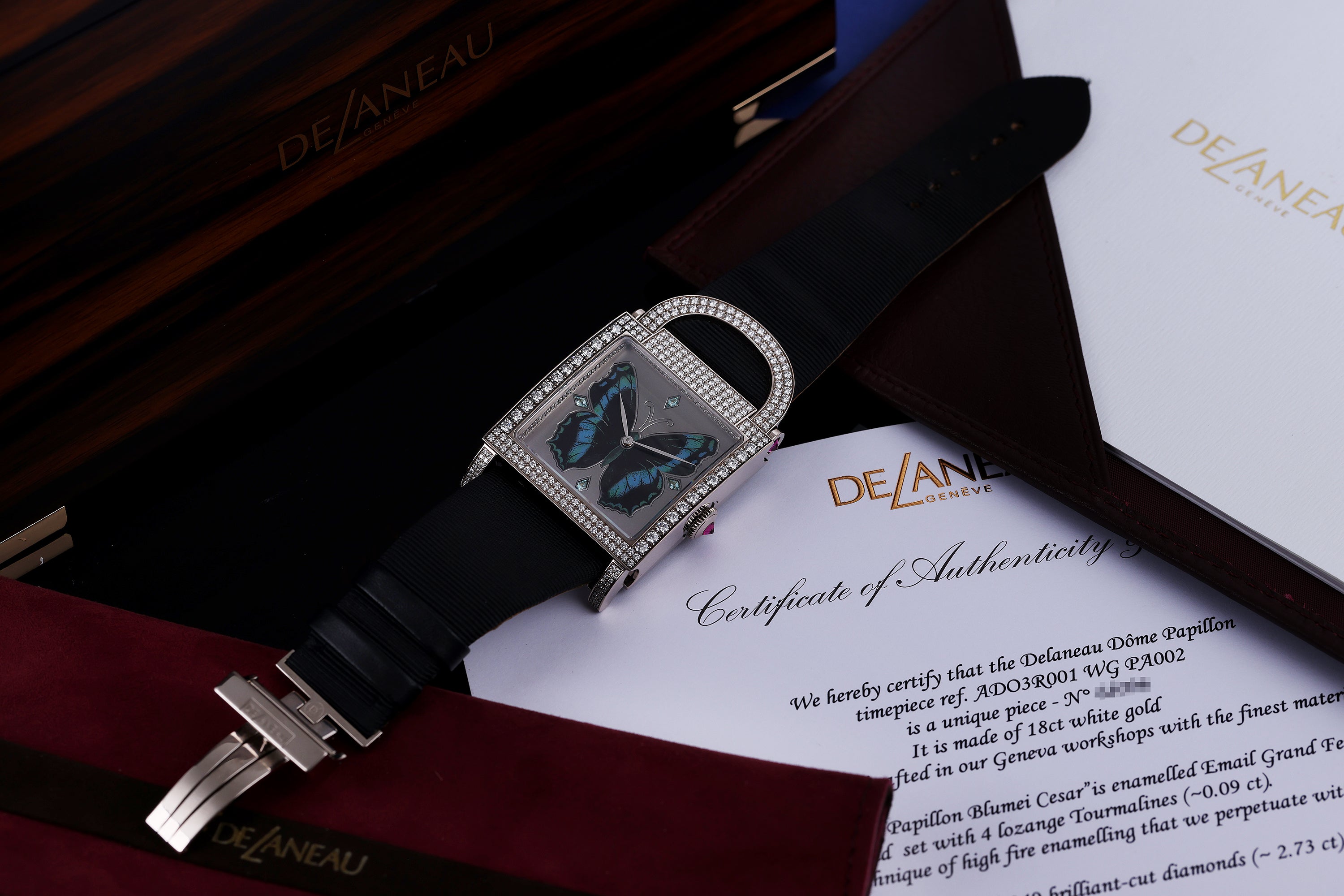 DeLaneau | Dôme Papillon | REF. ADO3R001 WG PA002 | Piece Unique | 18k White Gold | Box & Papers | RRP £70,300