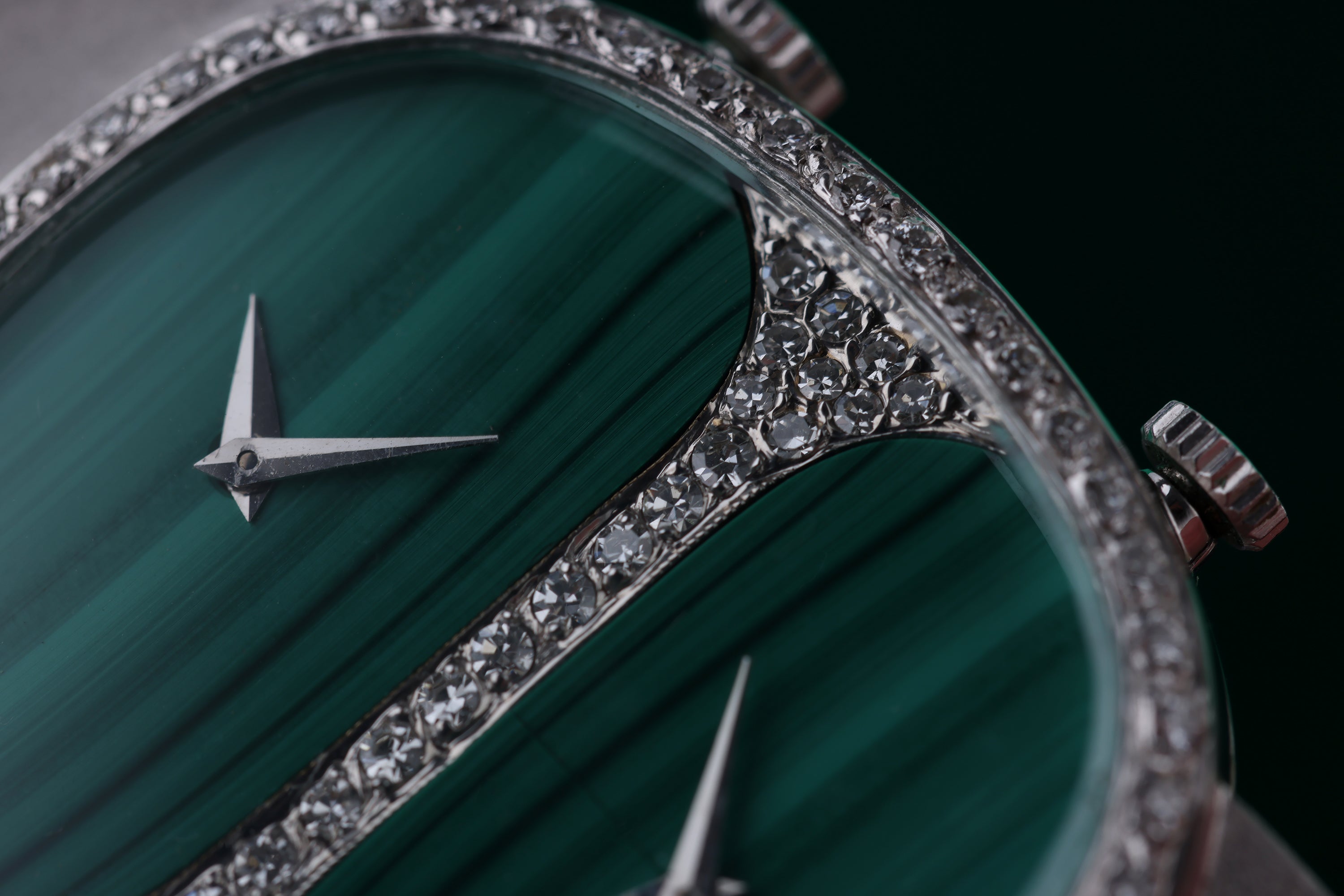 Chopard Dual Time Watch | Malachite Dial | Diamond Dial & Bezel | REF. 2104 1 | 18k White Gold | 30.5mm | 1980's