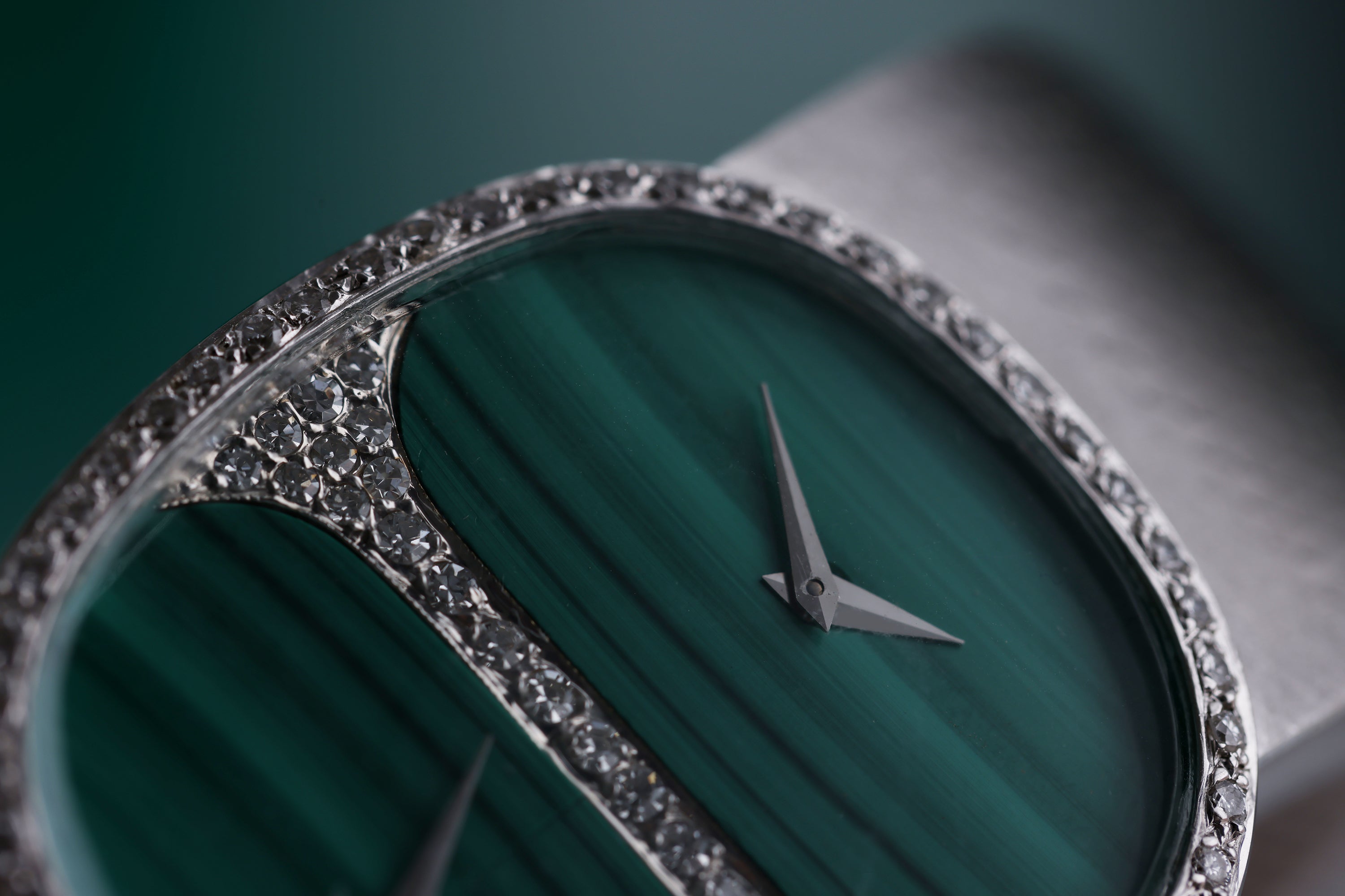 Chopard Dual Time Watch | Malachite Dial | Diamond Dial & Bezel | REF. 2104 1 | 18k White Gold | 30.5mm | 1980's