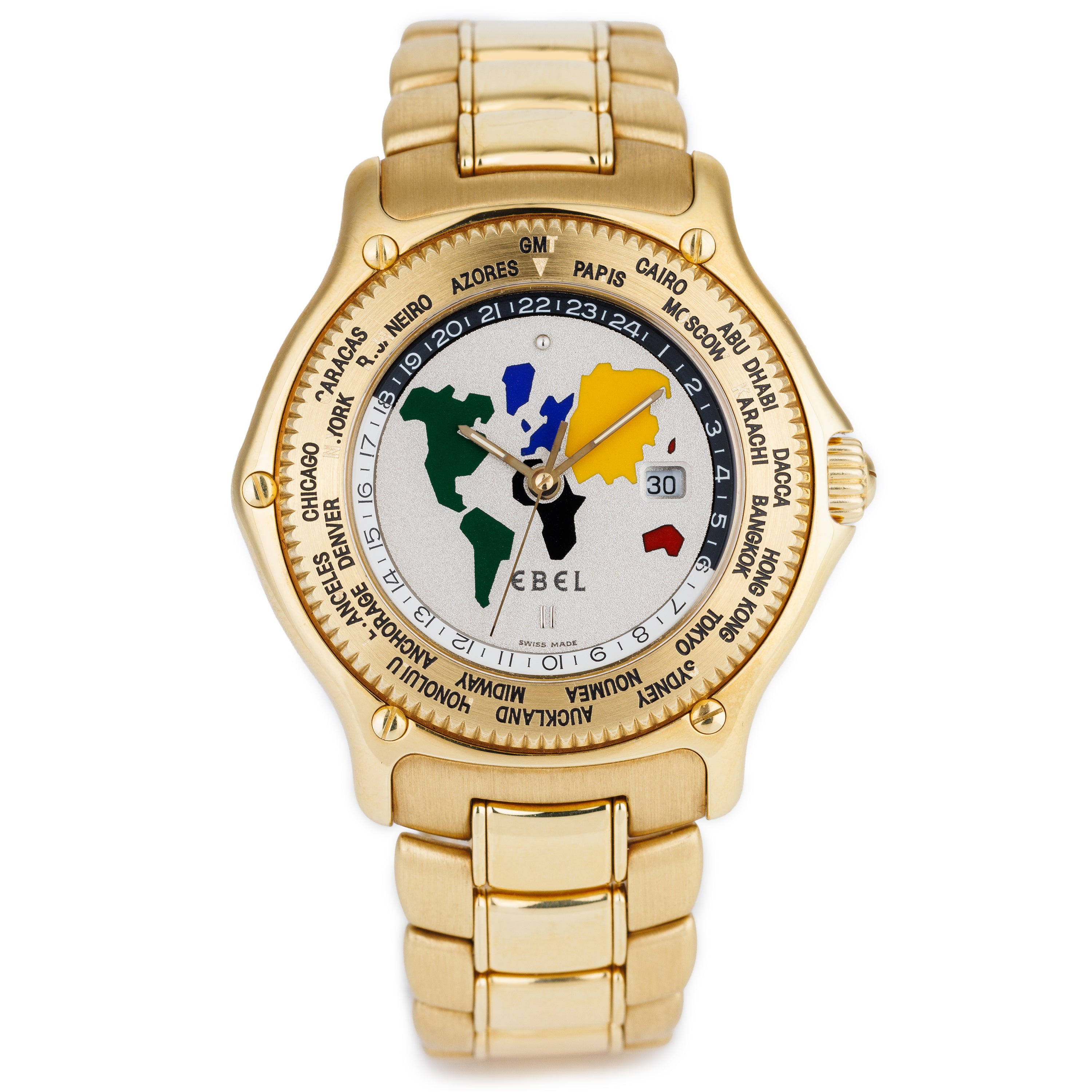 Ebel Voyager World Time | REF. 8124913 | Automatic | Enamel | 18k Yellow Gold | 38mm | 1990's