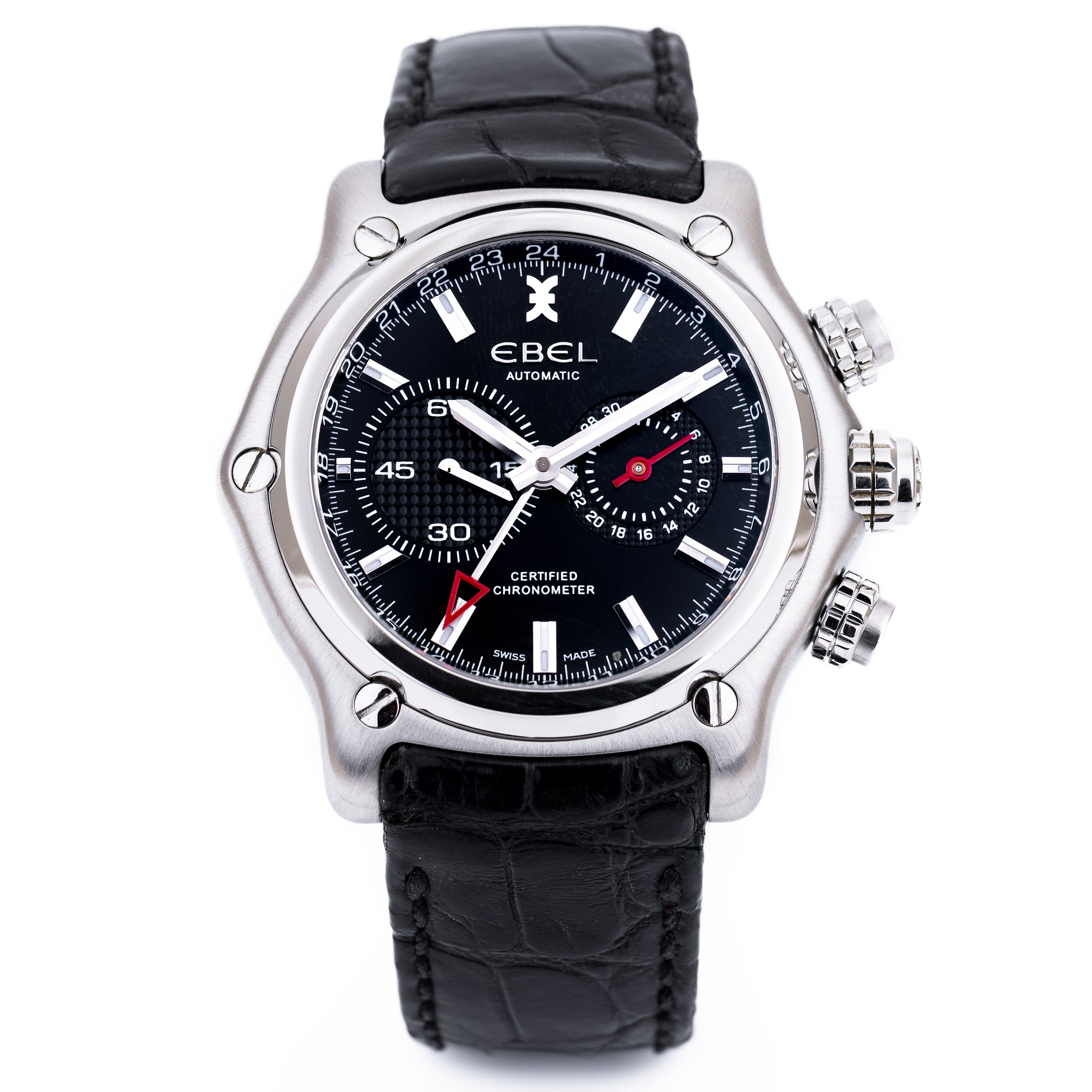 Ebel 1911 BTR | REF. E 9240L70 | Black Dial | Date & GMT Display | Stainless Steel | 45mm