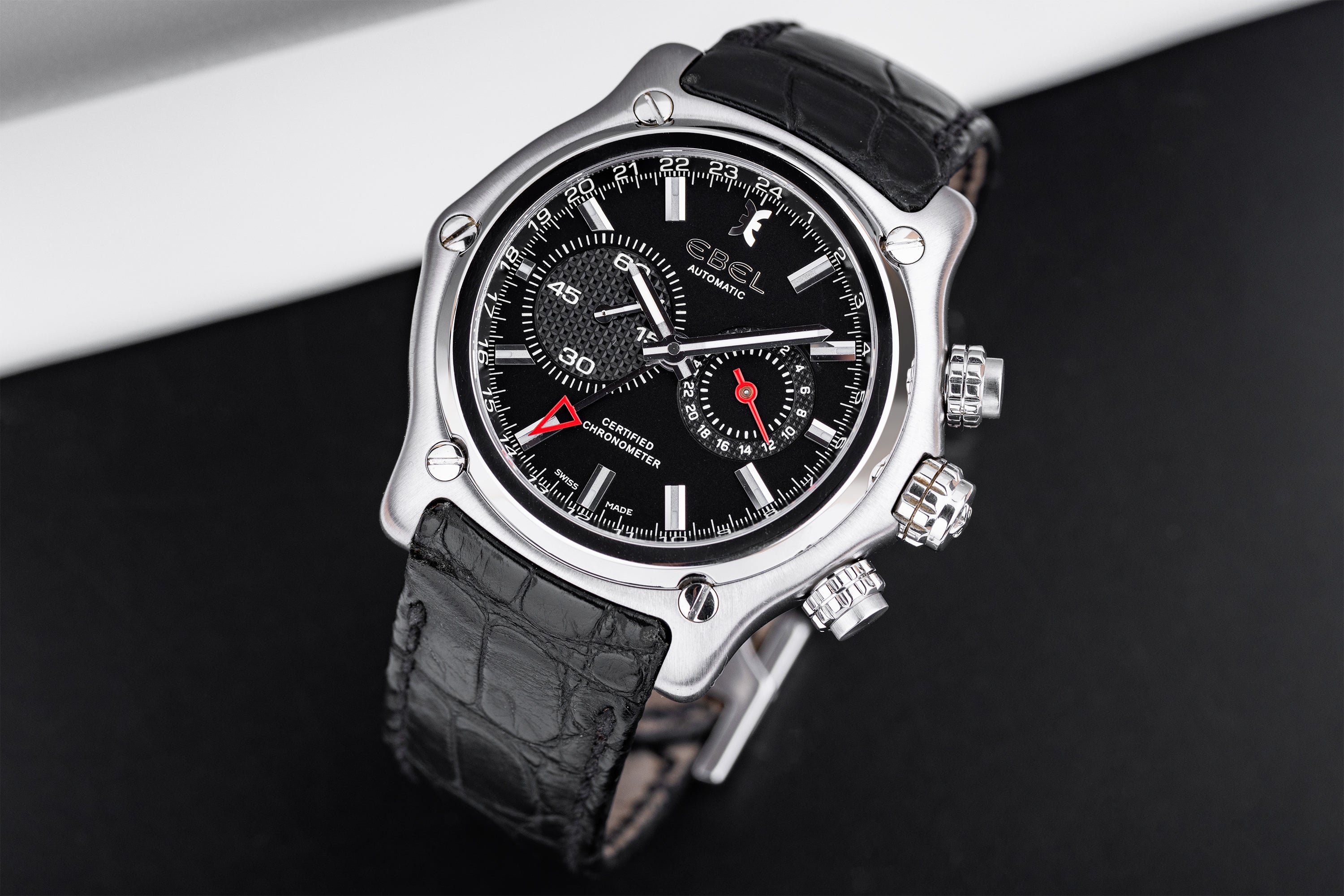 Ebel 1911 BTR | REF. E 9240L70 | Black Dial | Date & GMT Display | Stainless Steel | 45mm