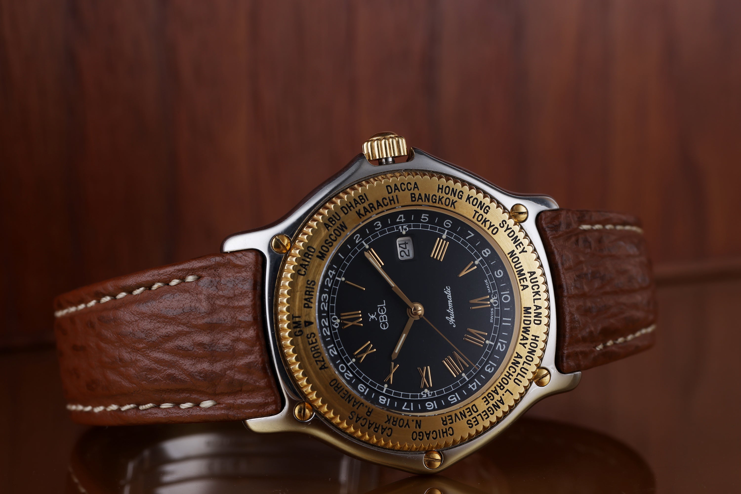 Ebel Voyager | REF. 1124913 | Black Dial | Automatic | 38mm | Stainless Steel & 18k Yellow Gold | 1990's