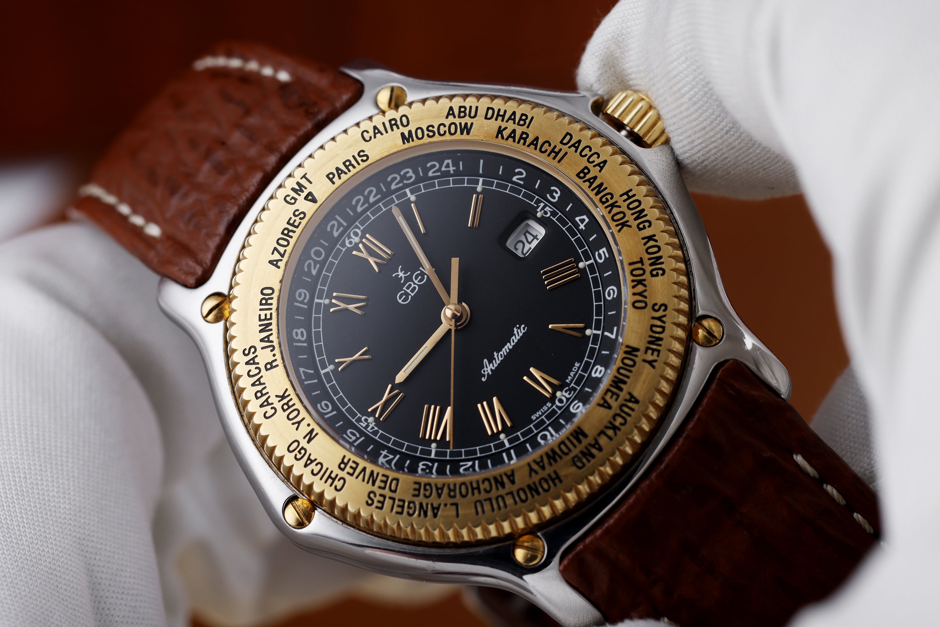 Ebel Voyager | REF. 1124913 | Black Dial | Automatic | 38mm | Stainless Steel & 18k Yellow Gold | 1990's